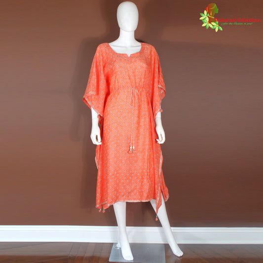 Maharani's Kaftan Suit - Muslin Silk - Orange (M, L, XL, XXL)