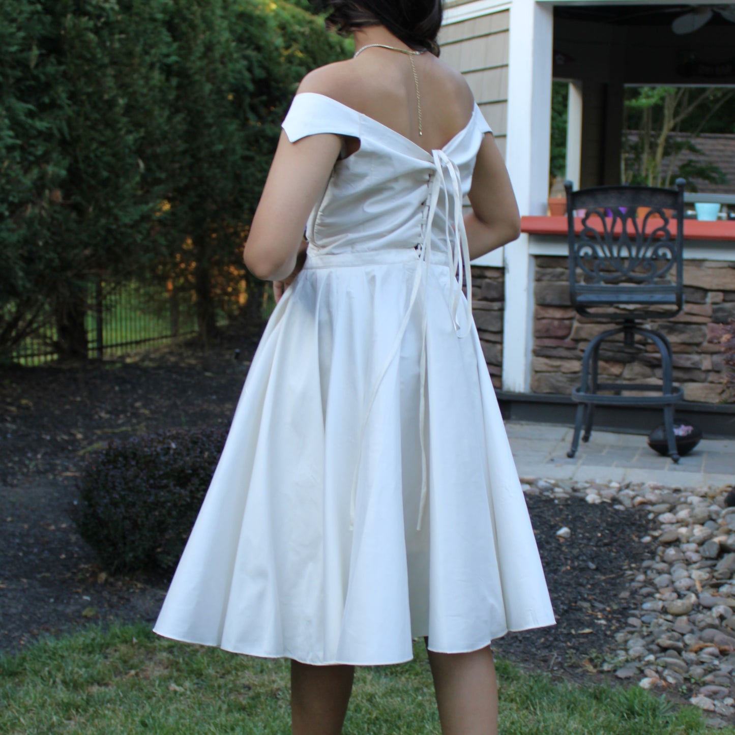 Maharani's Designer Silk Evening Dress - Cream (S)