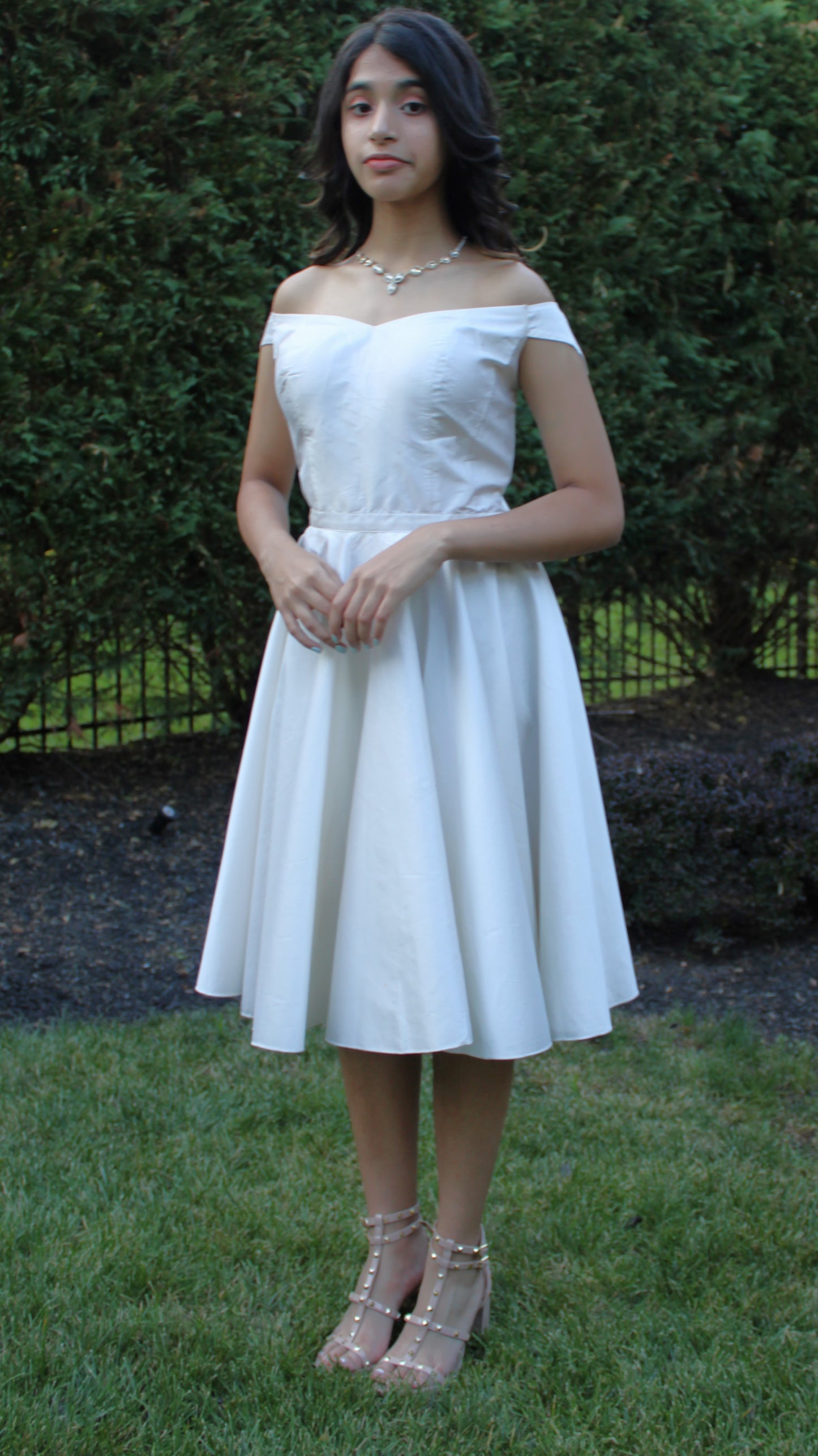 Maharani's Designer Silk Evening Dress - Cream (S)