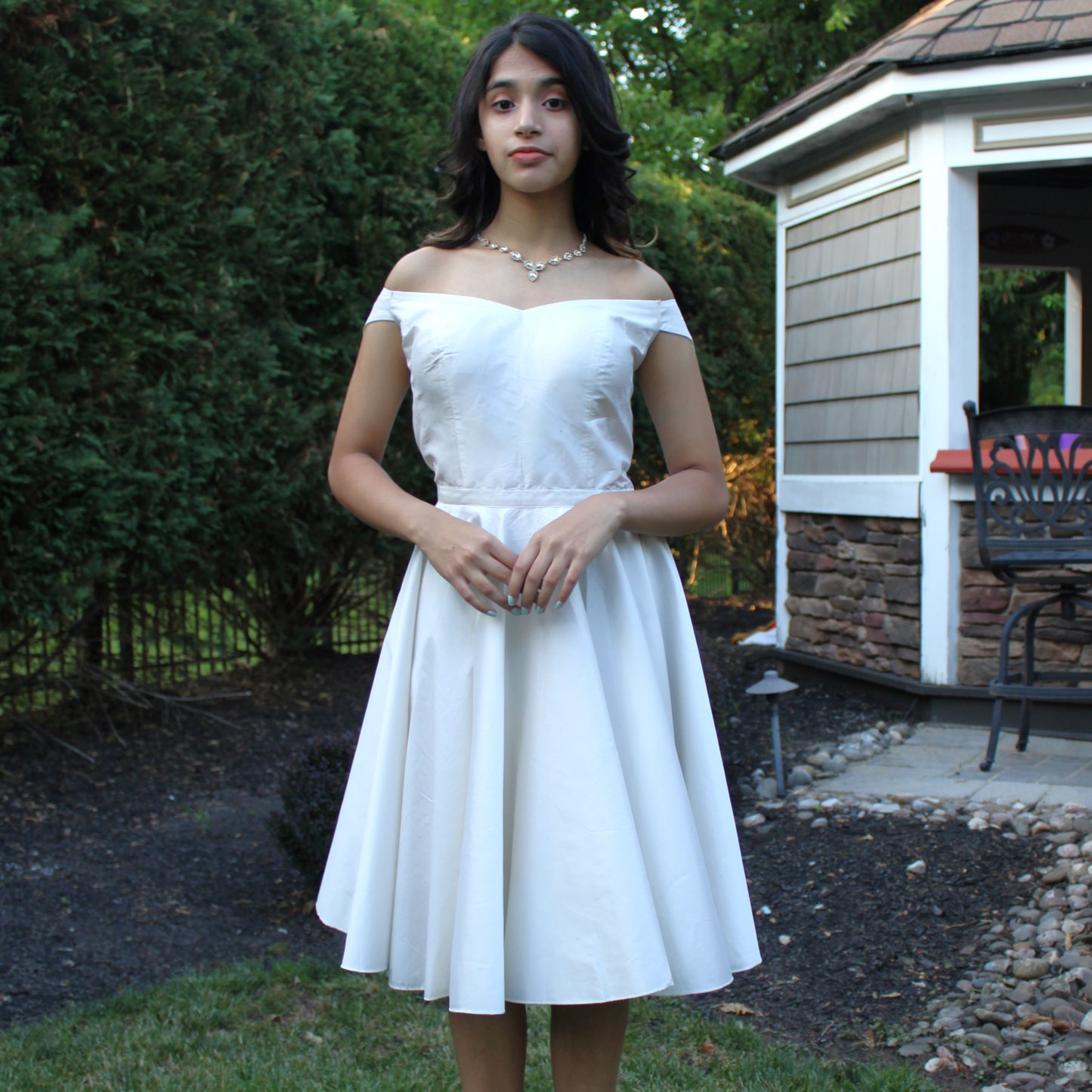 Maharani's Designer Silk Evening Dress - Cream (S)