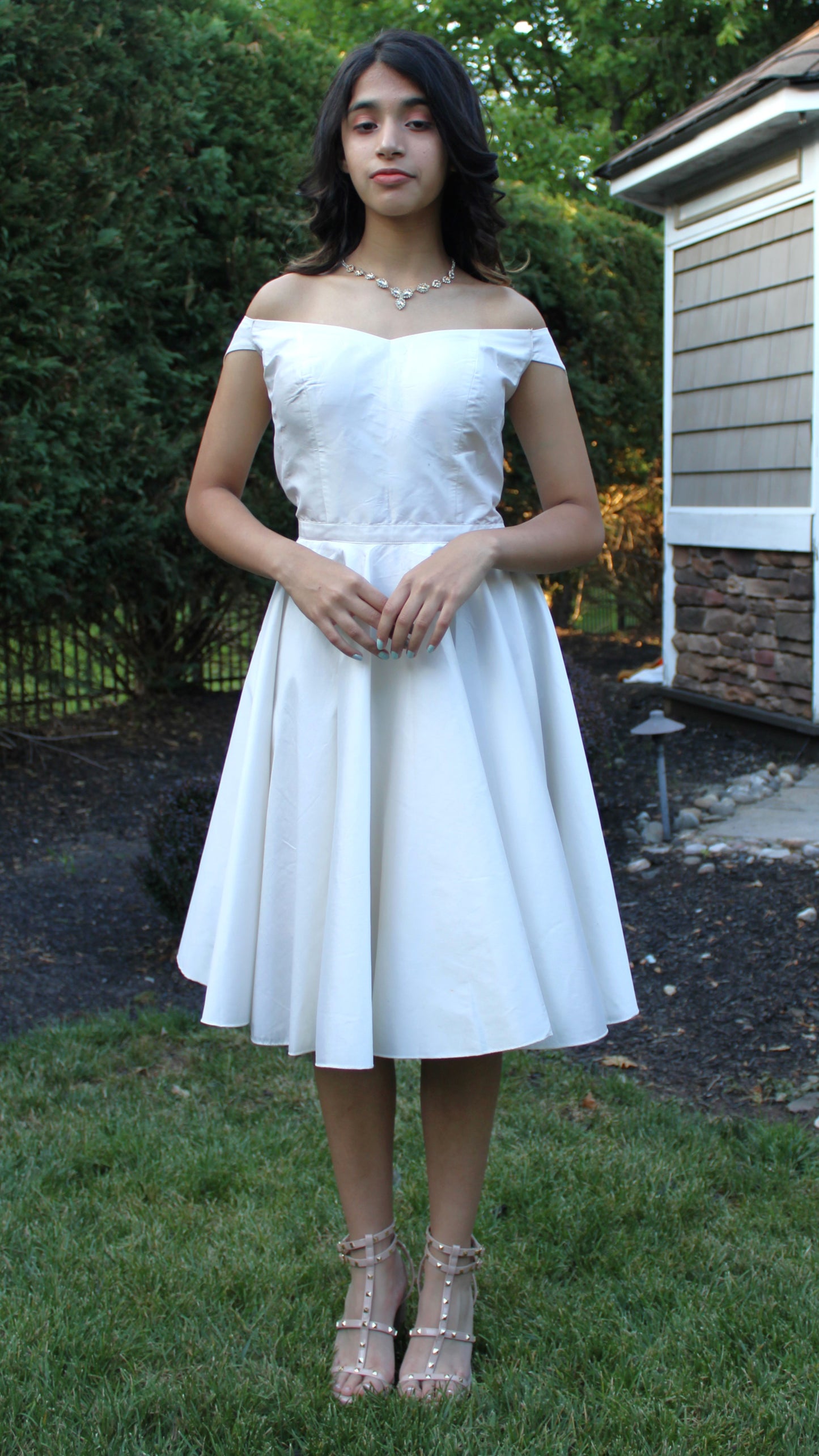 Maharani's Designer Silk Evening Dress - Cream (S)
