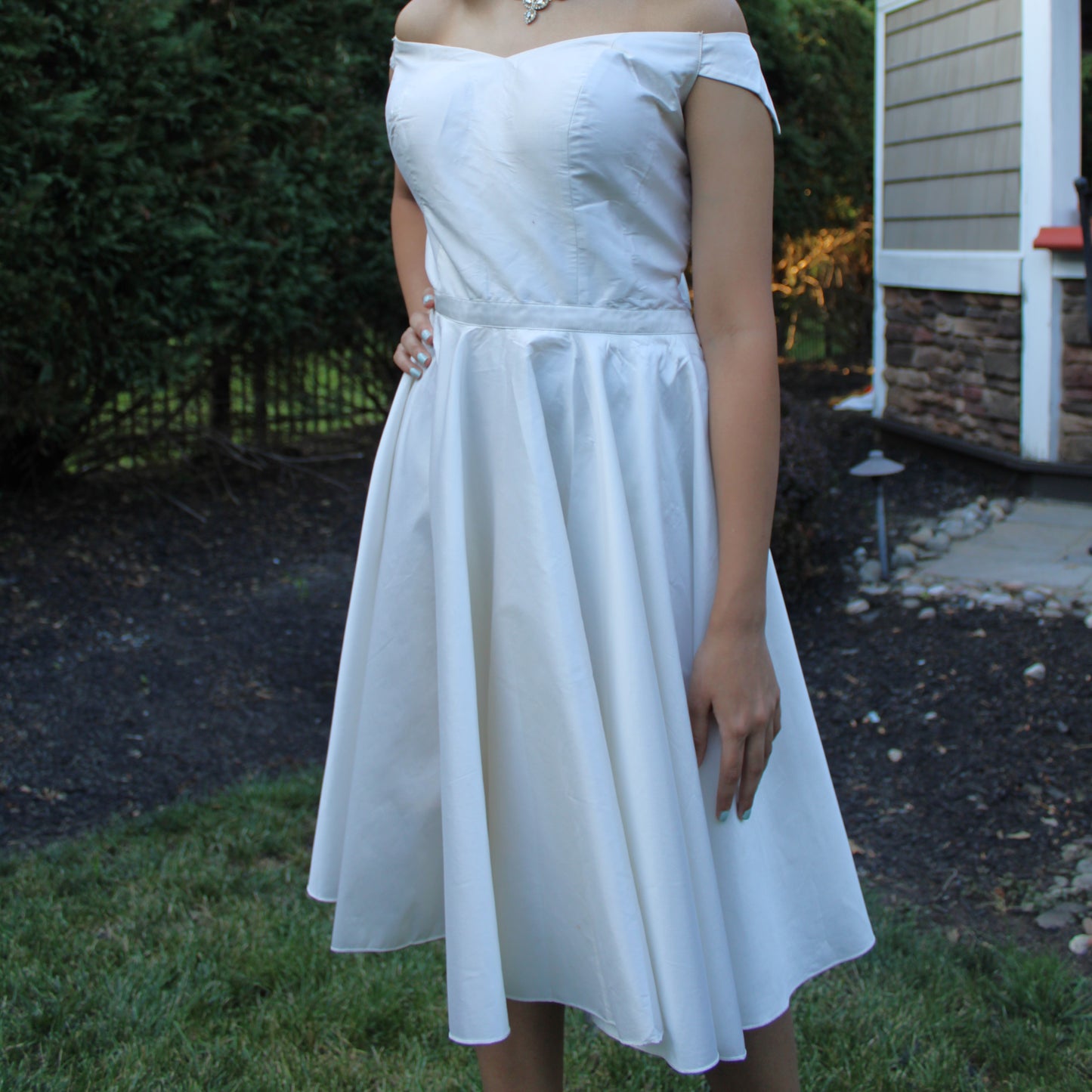 Maharani's Designer Silk Evening Dress - Cream (S)