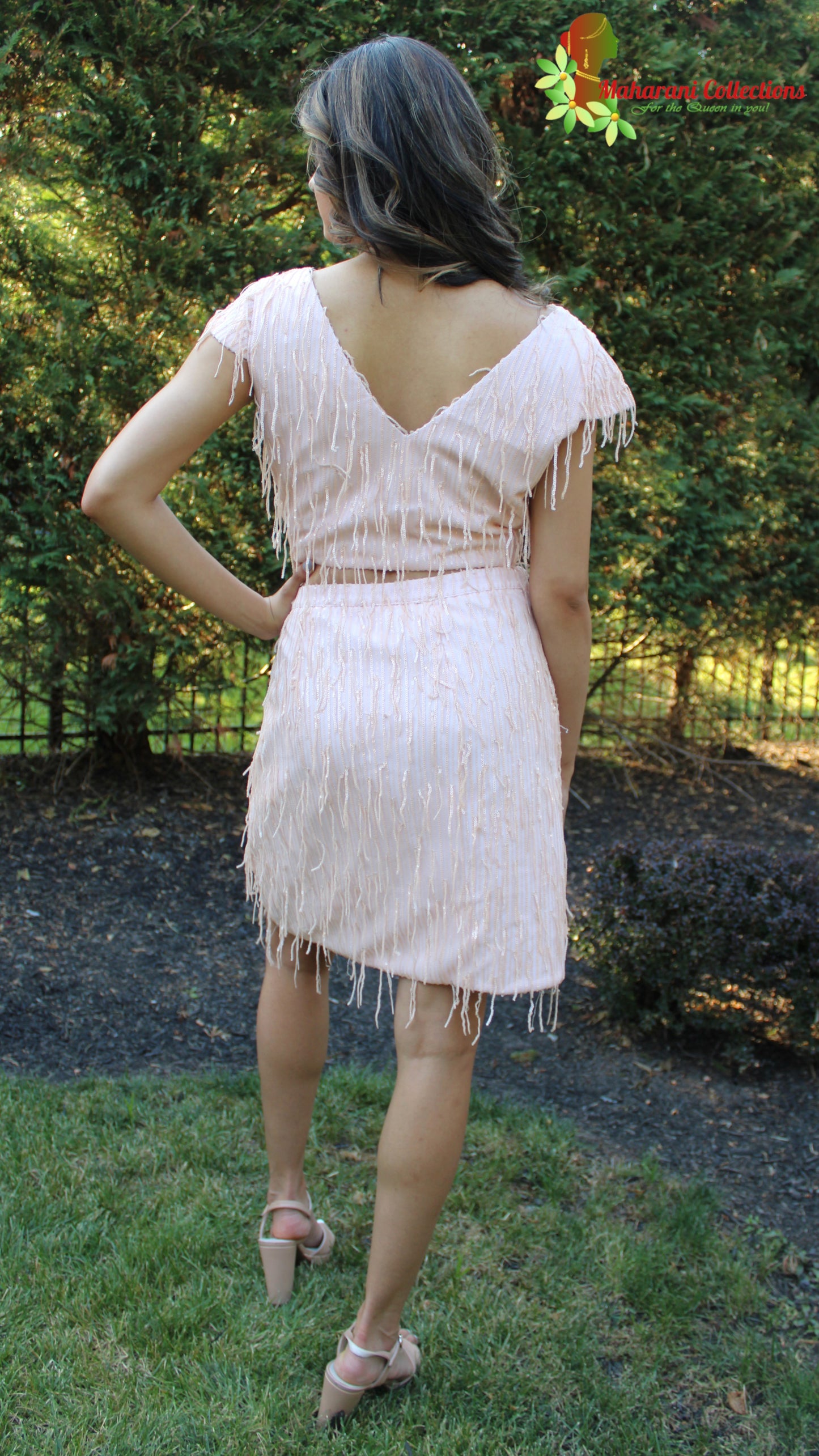 Maharani's Designer Partywear Short Dress - Peach (M)