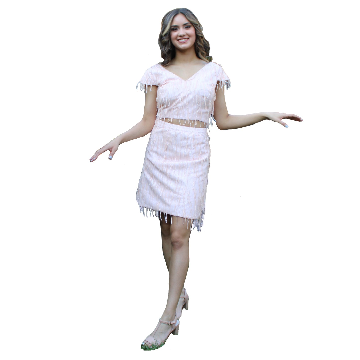 Maharani's Designer Partywear Short Dress - Peach (M)
