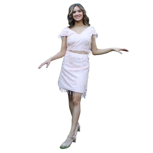 Maharani's Designer Partywear Short Dress - Peach (M)