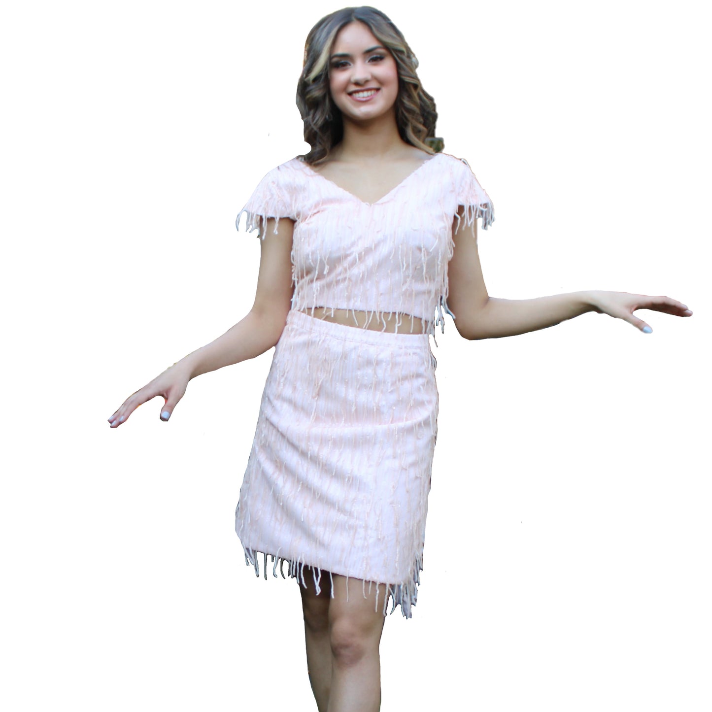 Maharani's Designer Partywear Short Dress - Peach (M)