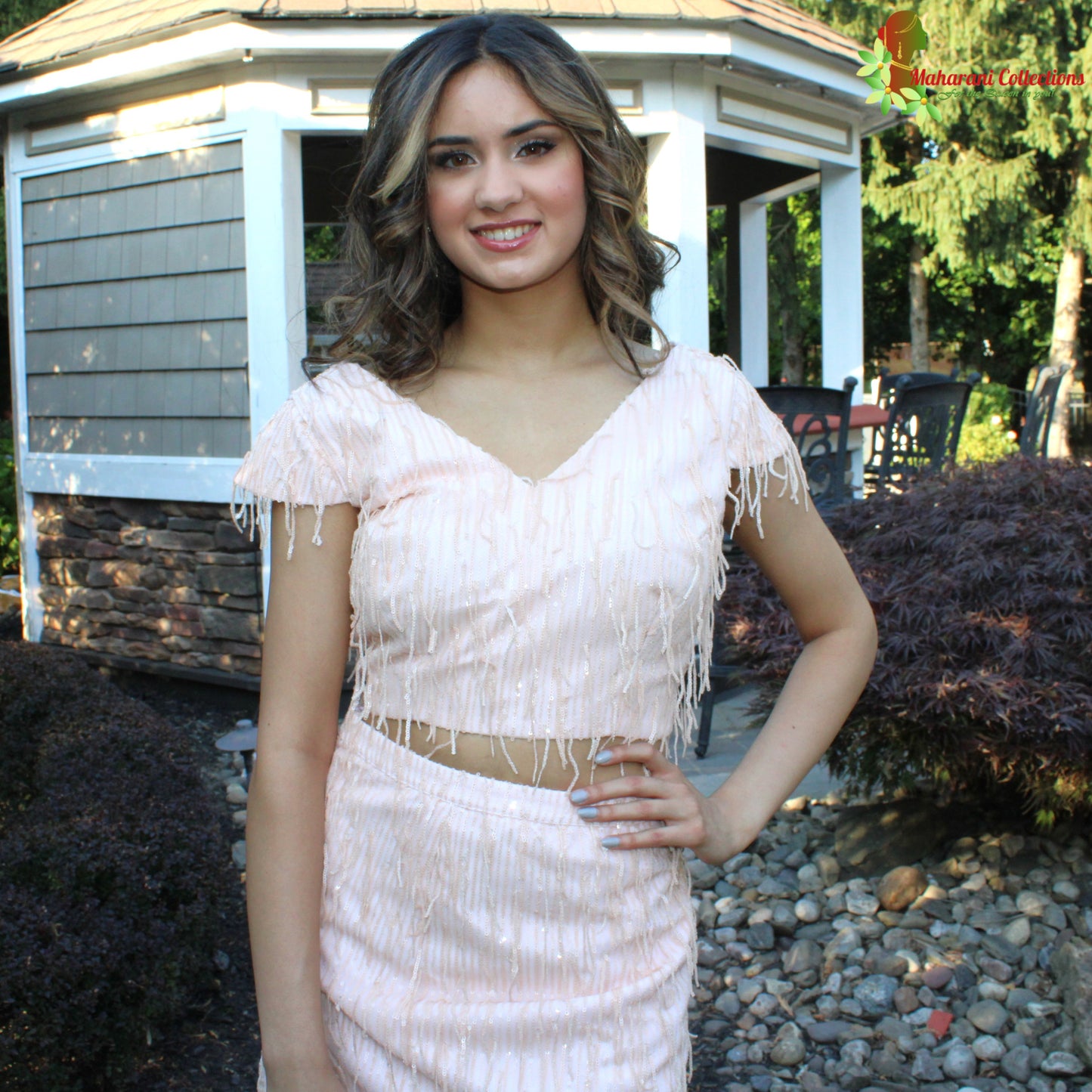 Maharani's Designer Partywear Short Dress - Peach (M)