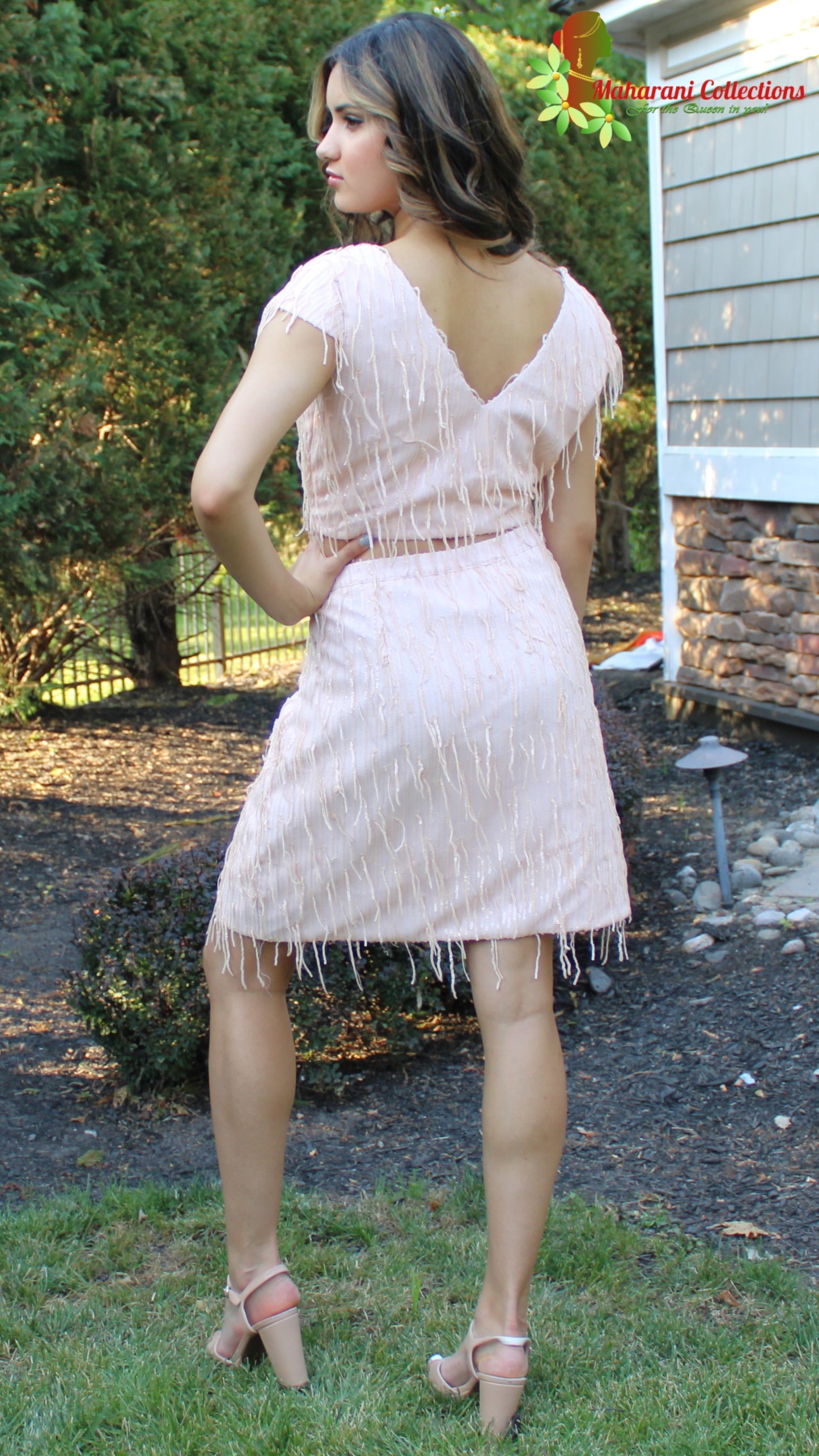 Maharani's Designer Partywear Short Dress - Peach (M)