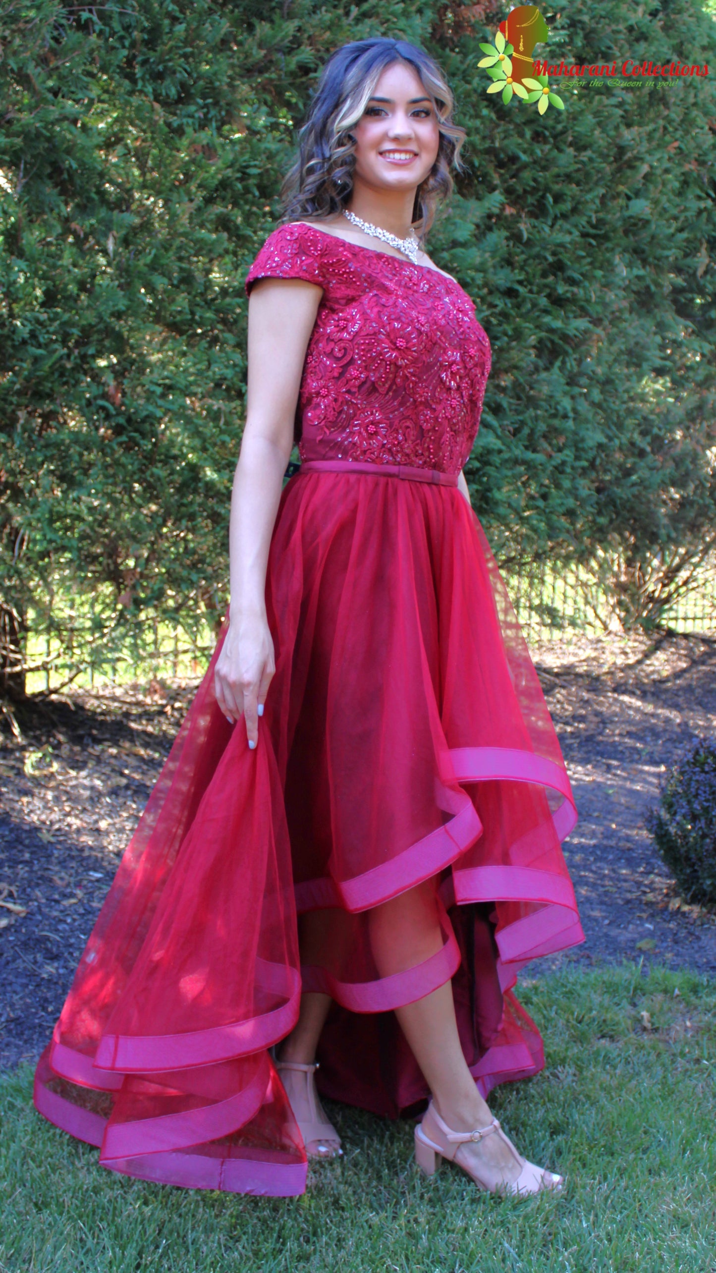 Maharani's Designer Flared Ball/Gala Gown - Maroon (M)