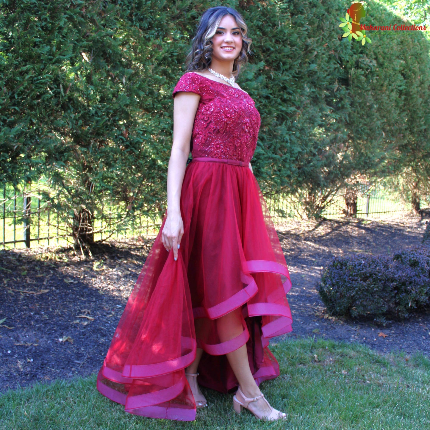 Maharani's Designer Flared Ball/Gala Gown - Maroon (M)