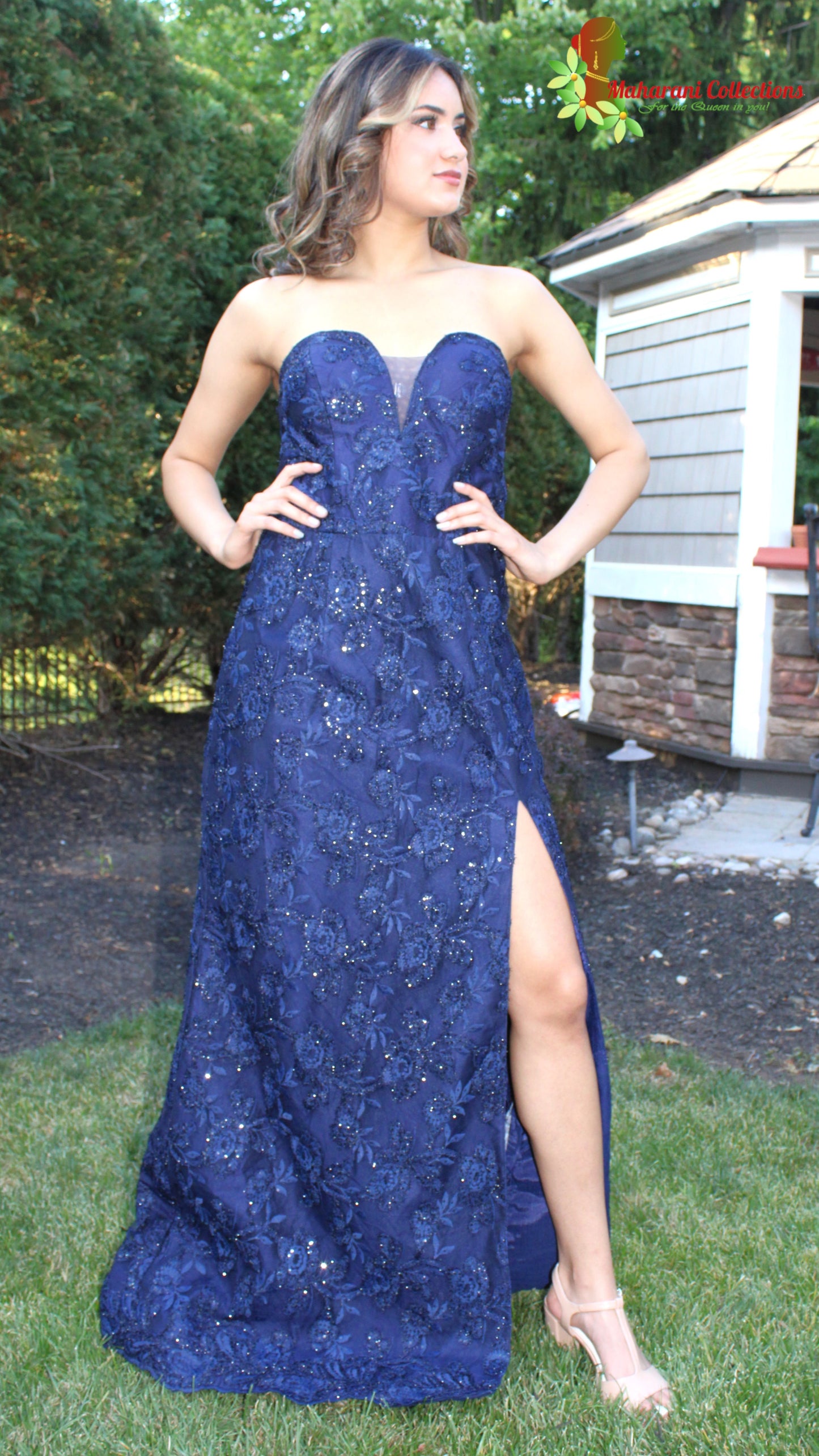 Maharani's Designer Gala Gown - Navy Blue (M)