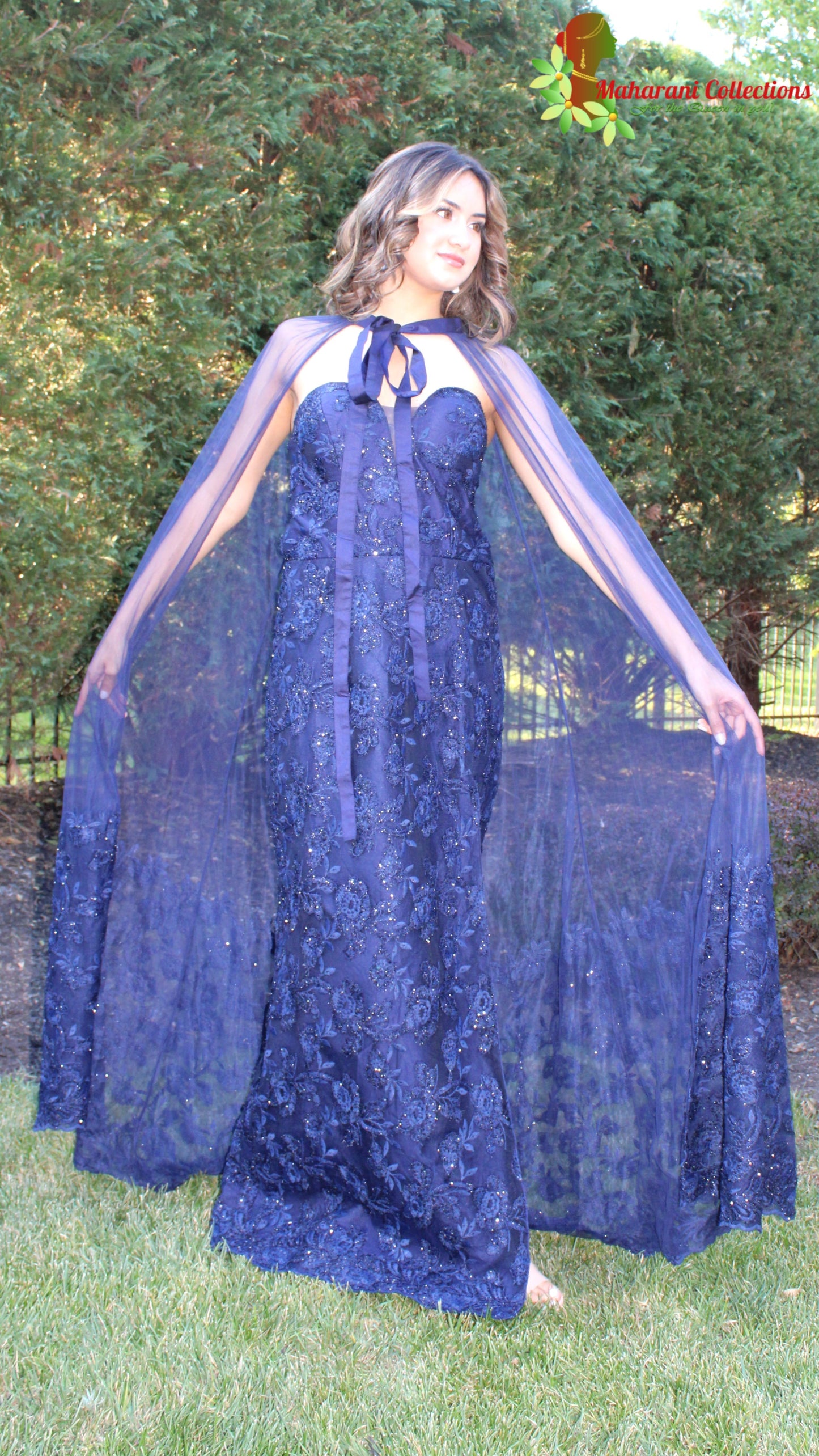 Maharani's Designer Gala Gown - Navy Blue (M)