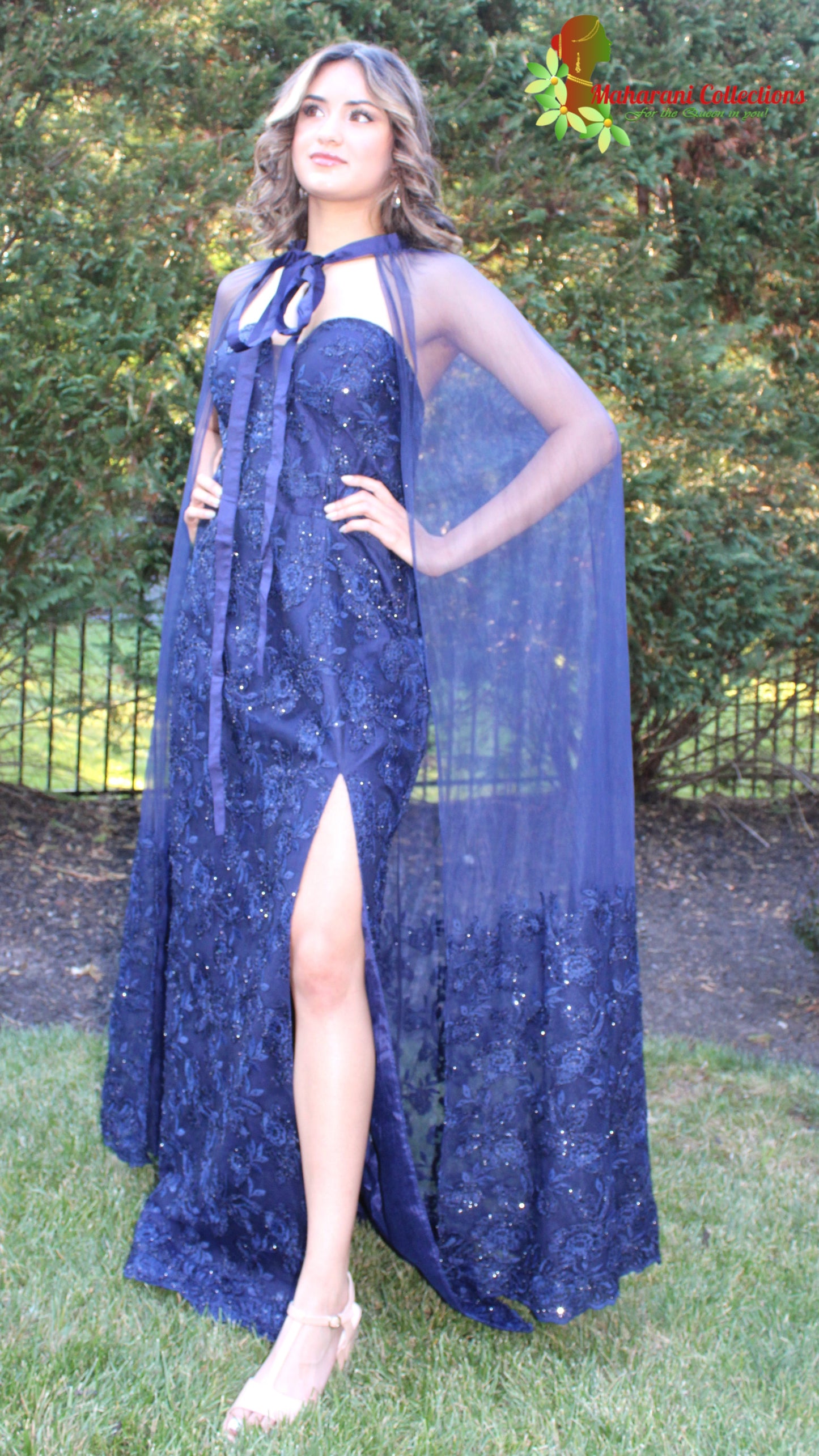 Maharani's Designer Gala Gown - Navy Blue (M)