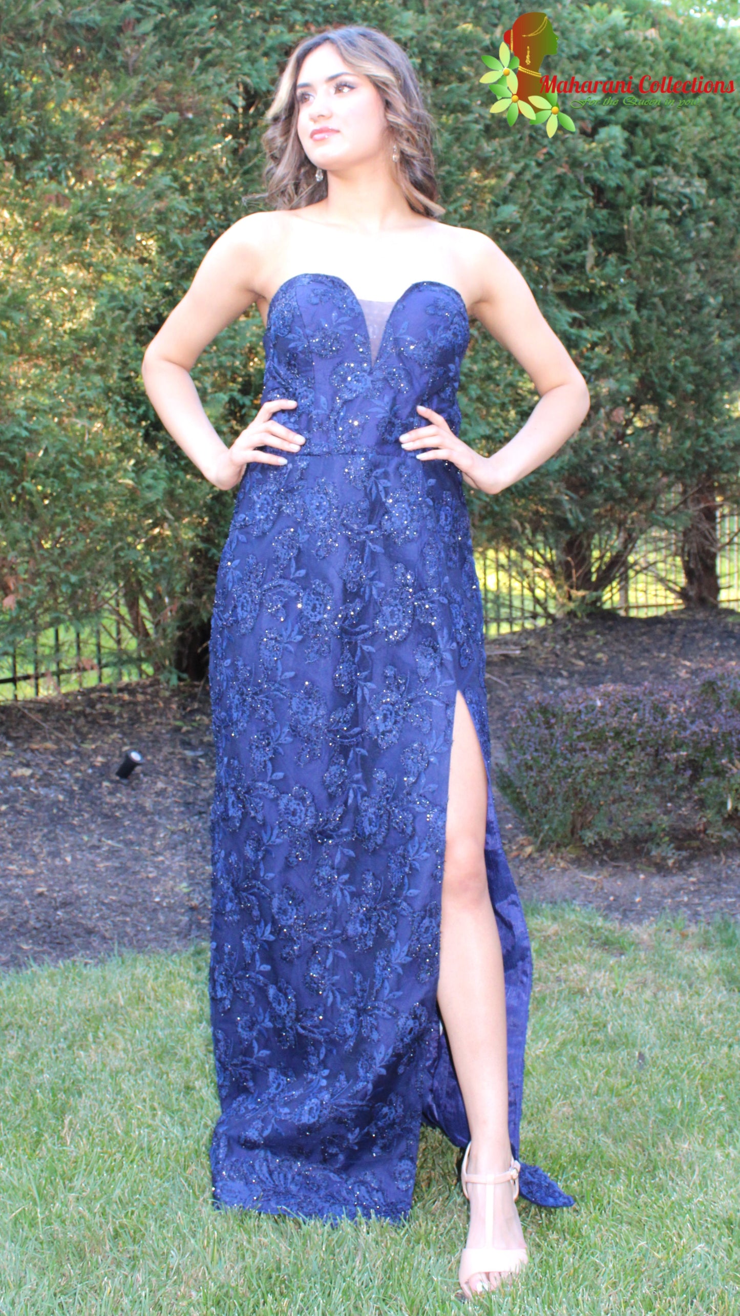 Maharani's Designer Gala Gown - Navy Blue (M)