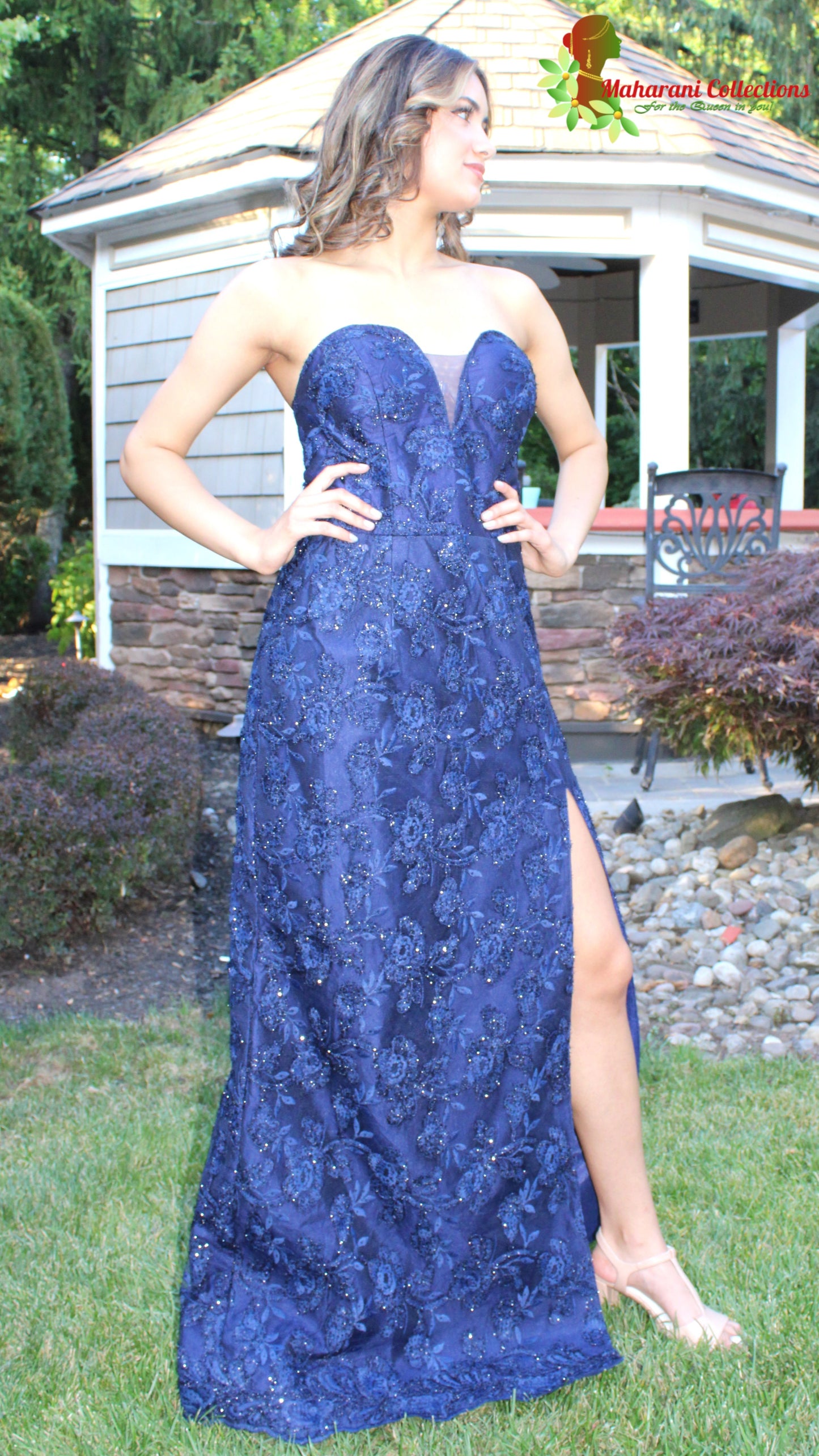 Maharani's Designer Gala Gown - Navy Blue (M)