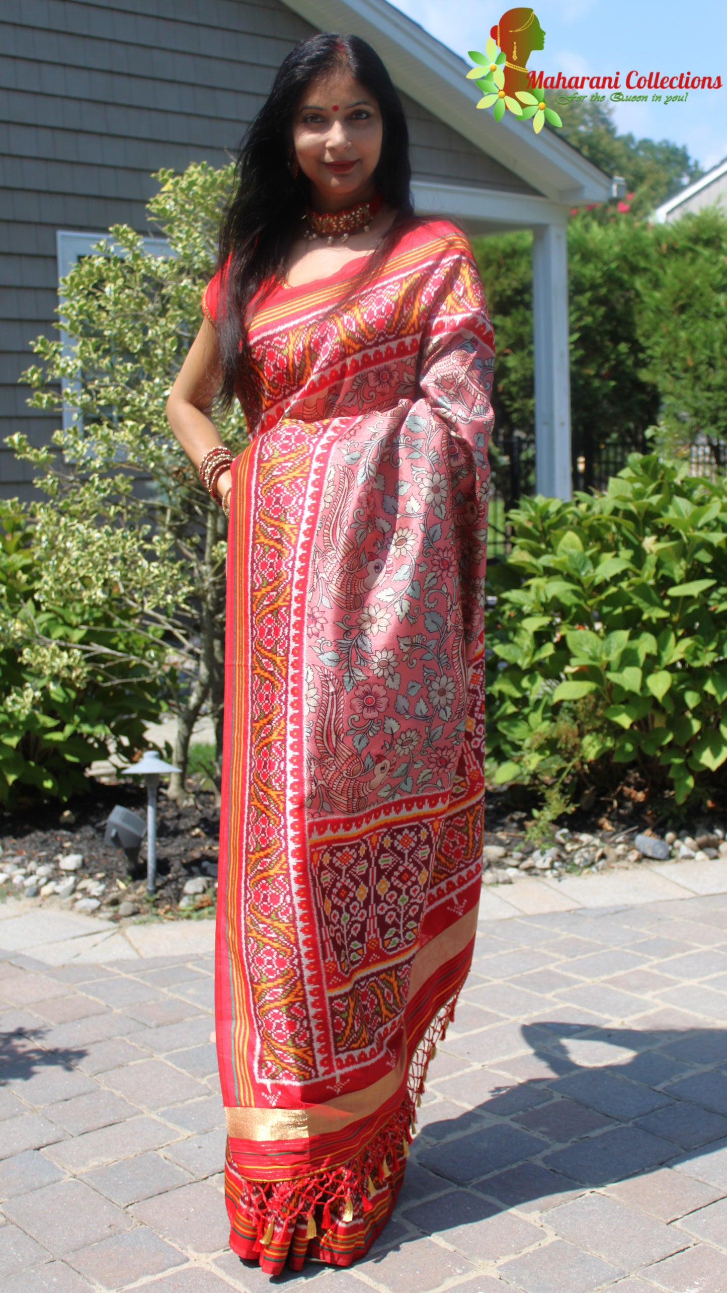 Maharani's Pure Banarasi Silk Saree - Bronze Orange (with stitched Blouse and Petticoat)
