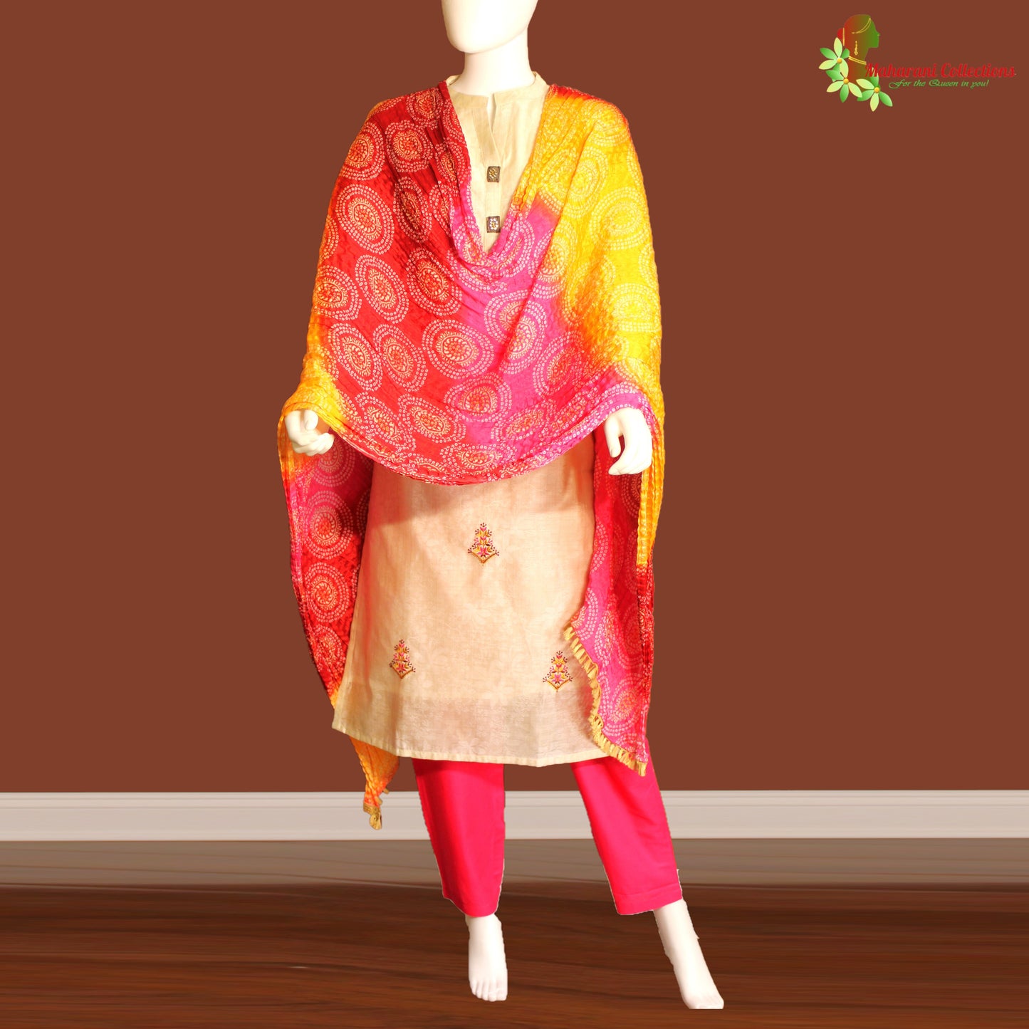 Maharani's Silk Pant Suit Set - Cream (M)