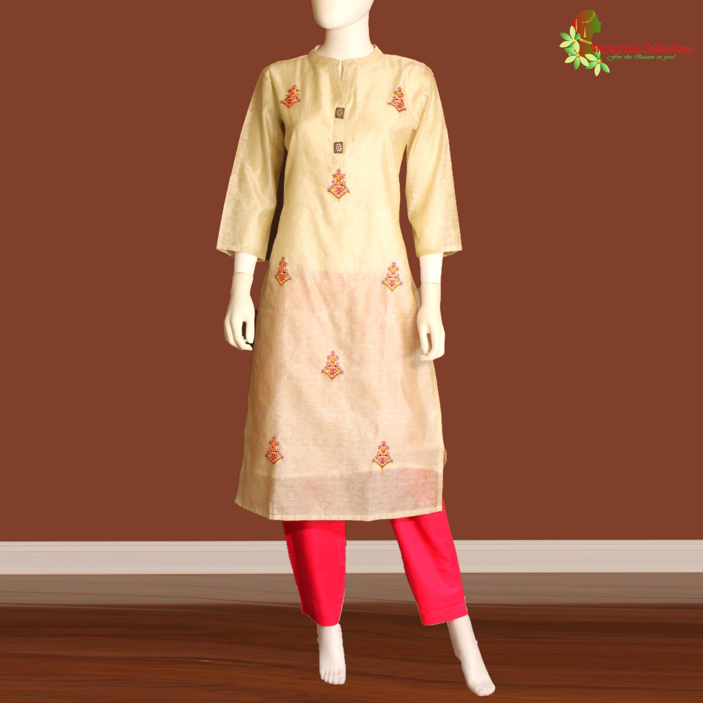 Maharani's Silk Pant Suit Set - Cream (M)