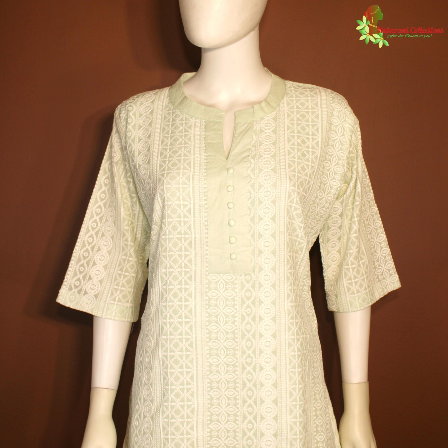 Maharani's Lucknowi Palazzo Suit Set - Sea Green (XL)