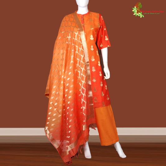 Maharani's Silk Palazzo Suit Set - Orange (M)