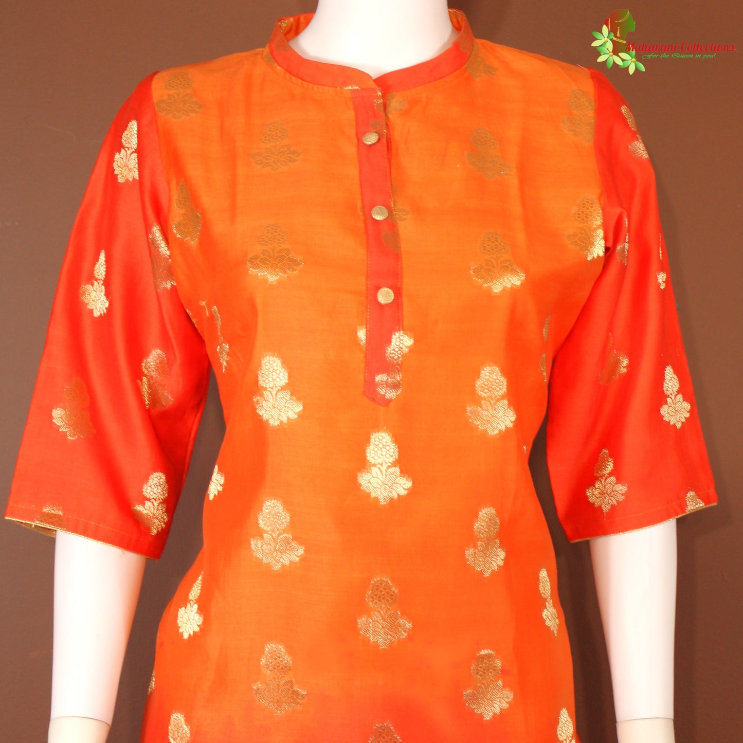 Maharani's Silk Palazzo Suit Set - Orange (M)