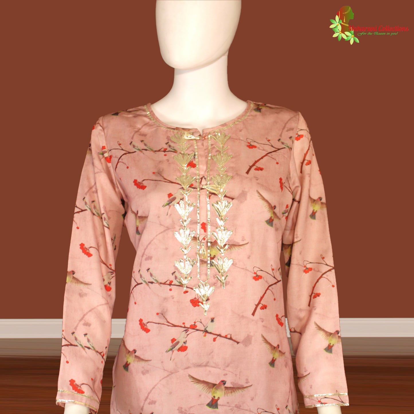 Maharani's Pant Suit Set - Peach (M) - Soft Silk