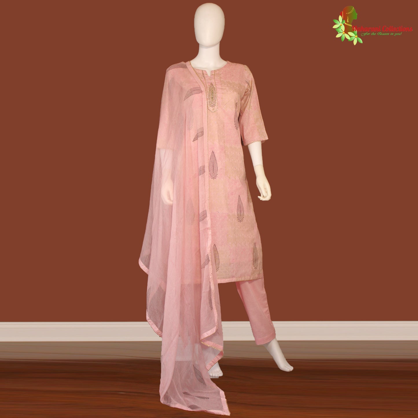 Maharani's Palazzo Suit Set - Peach (M) - Soft Silk