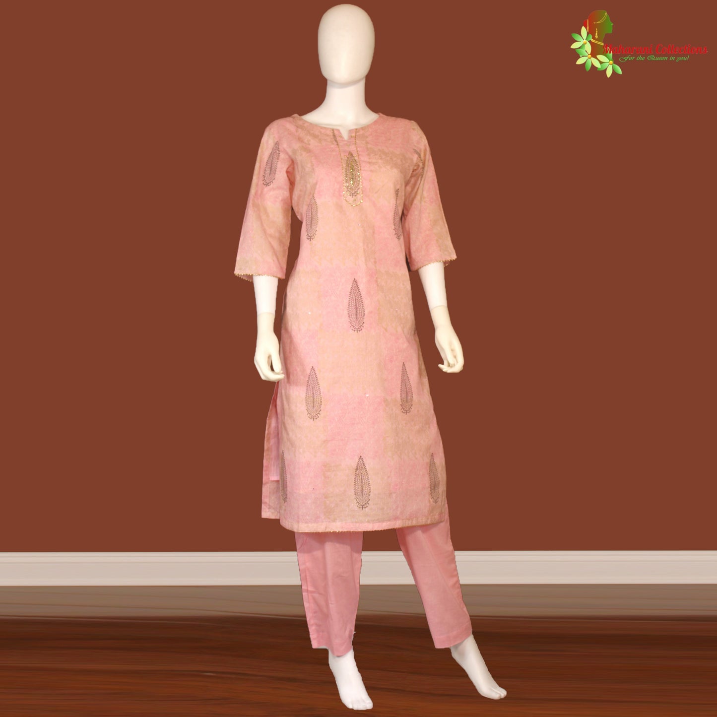 Maharani's Palazzo Suit Set - Peach (M) - Soft Silk