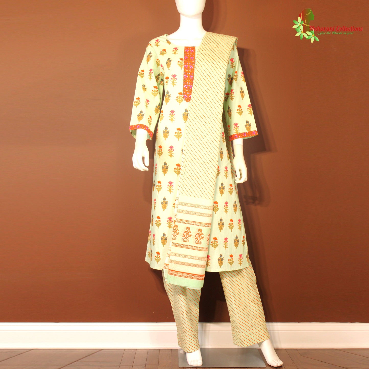 Maharani's Soft Cotton Palazzo Suit Set - Sea Green (XXL)