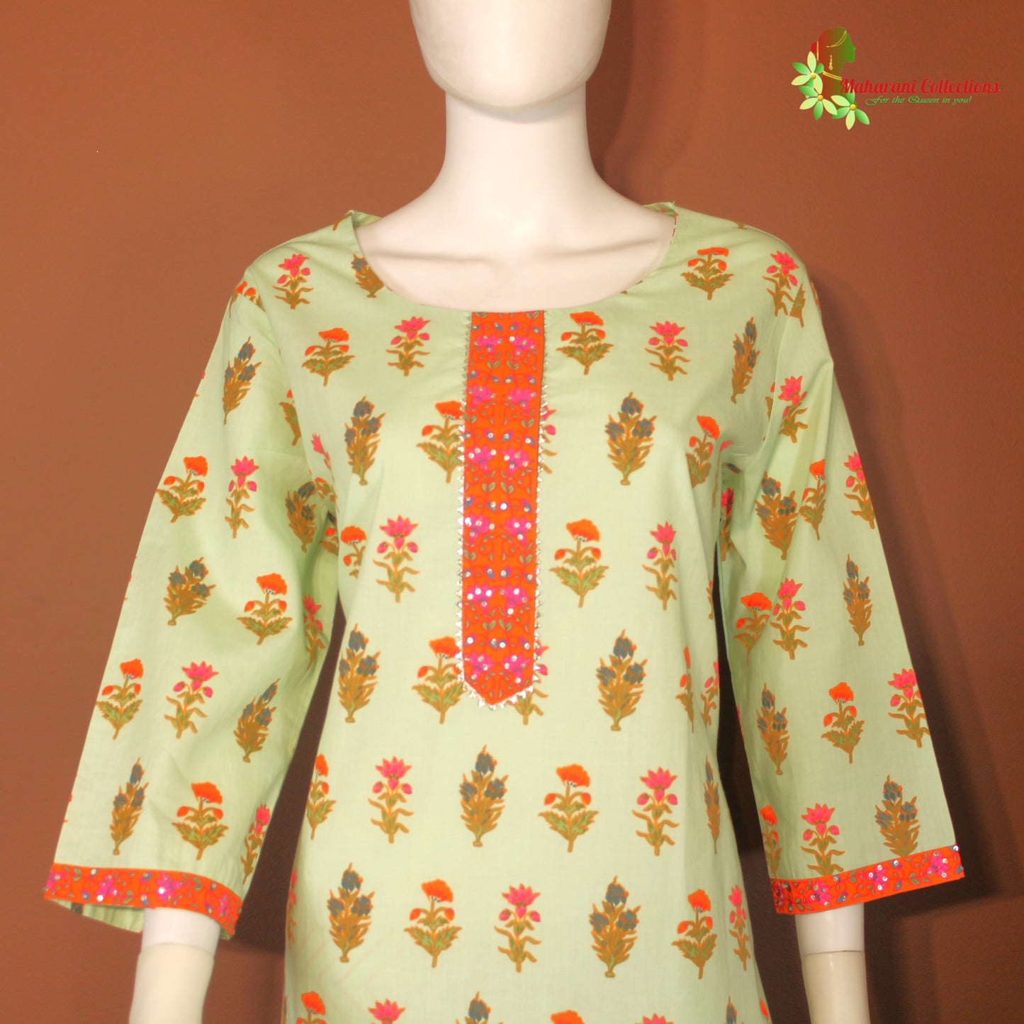 Maharani's Soft Cotton Palazzo Suit Set - Sea Green (M)