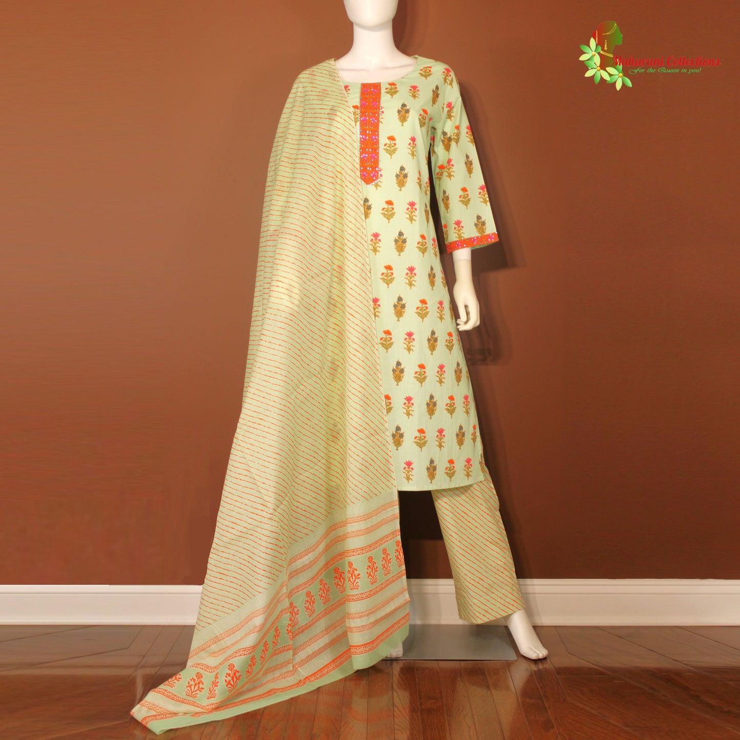 Maharani's Soft Cotton Palazzo Suit Set - Sea Green (XXL)