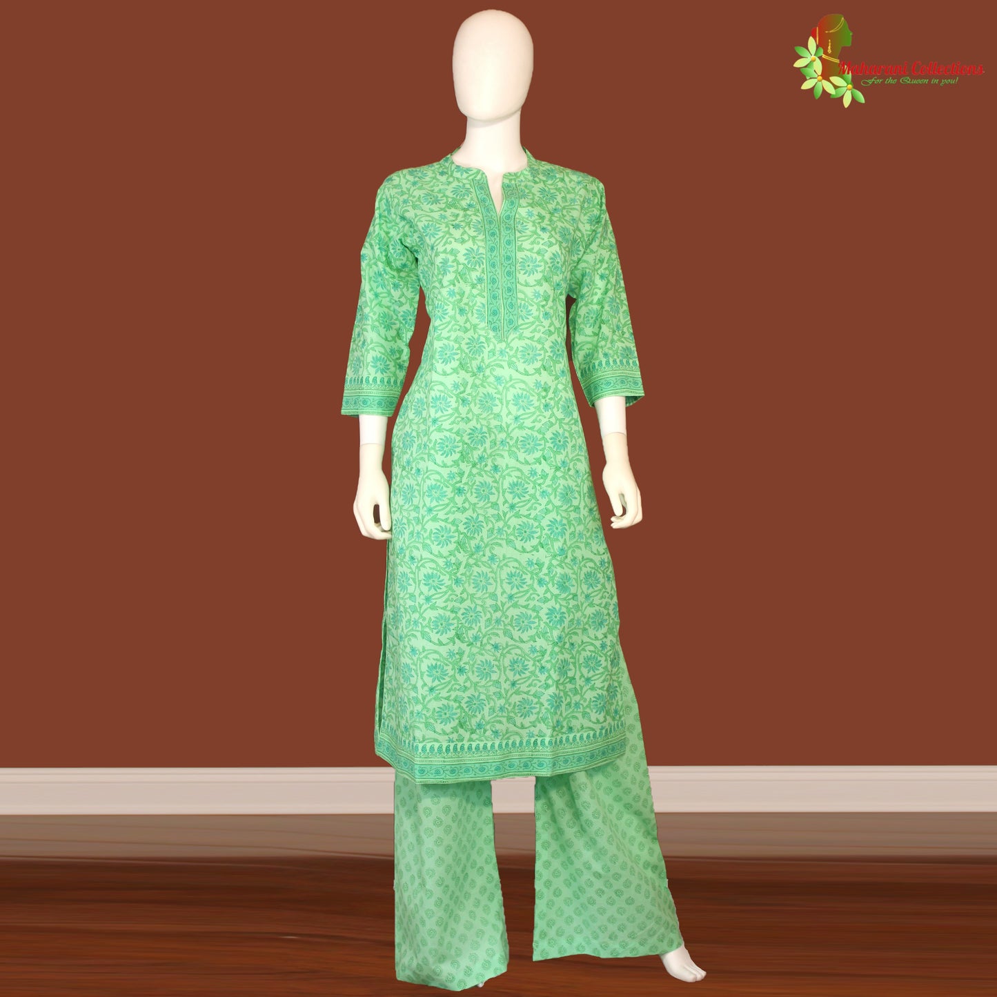Maharani's Palazzo Suit Set - Green (M) - Soft Cotton