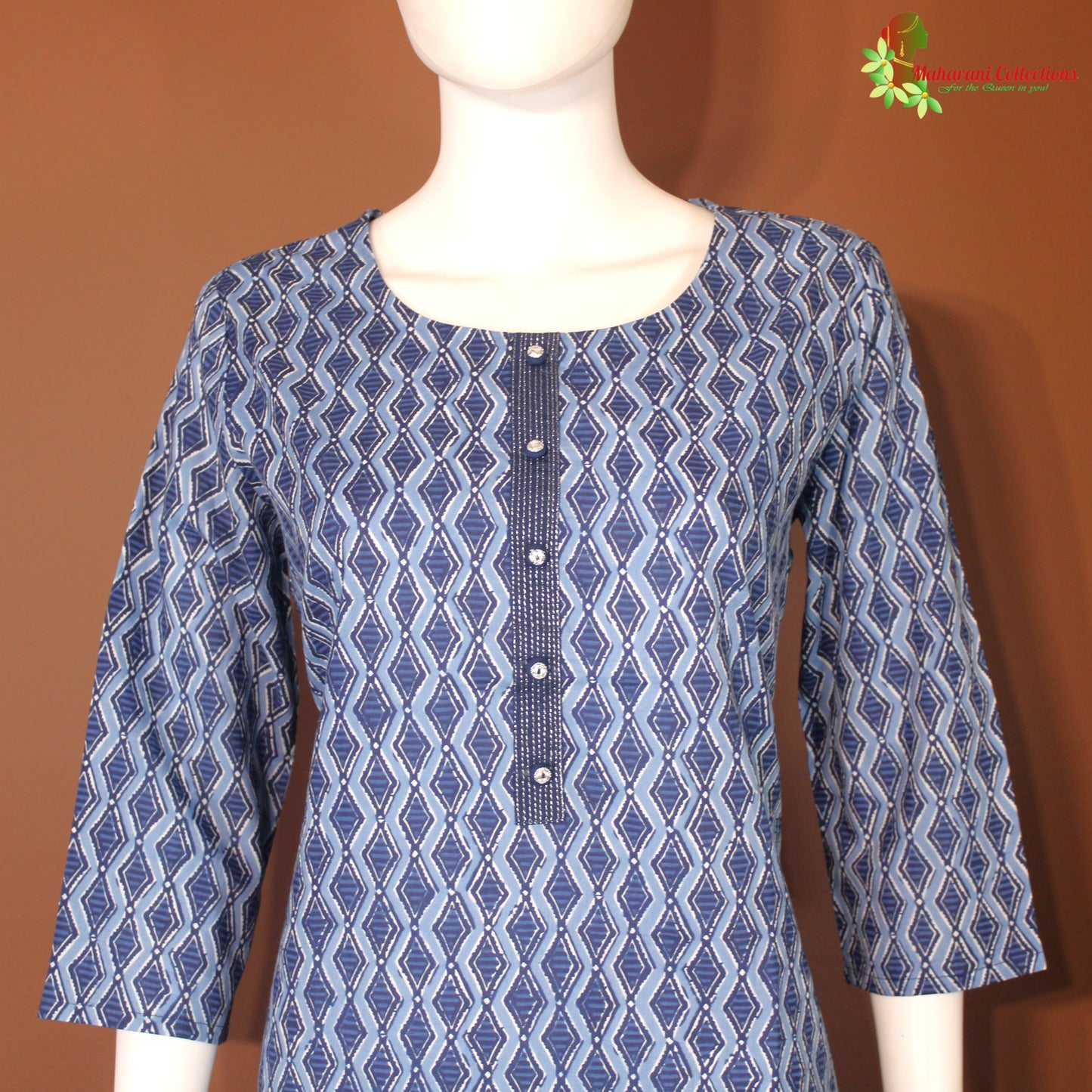 Maharani's Pure Cotton Pant Suit - Navy Blue (S)