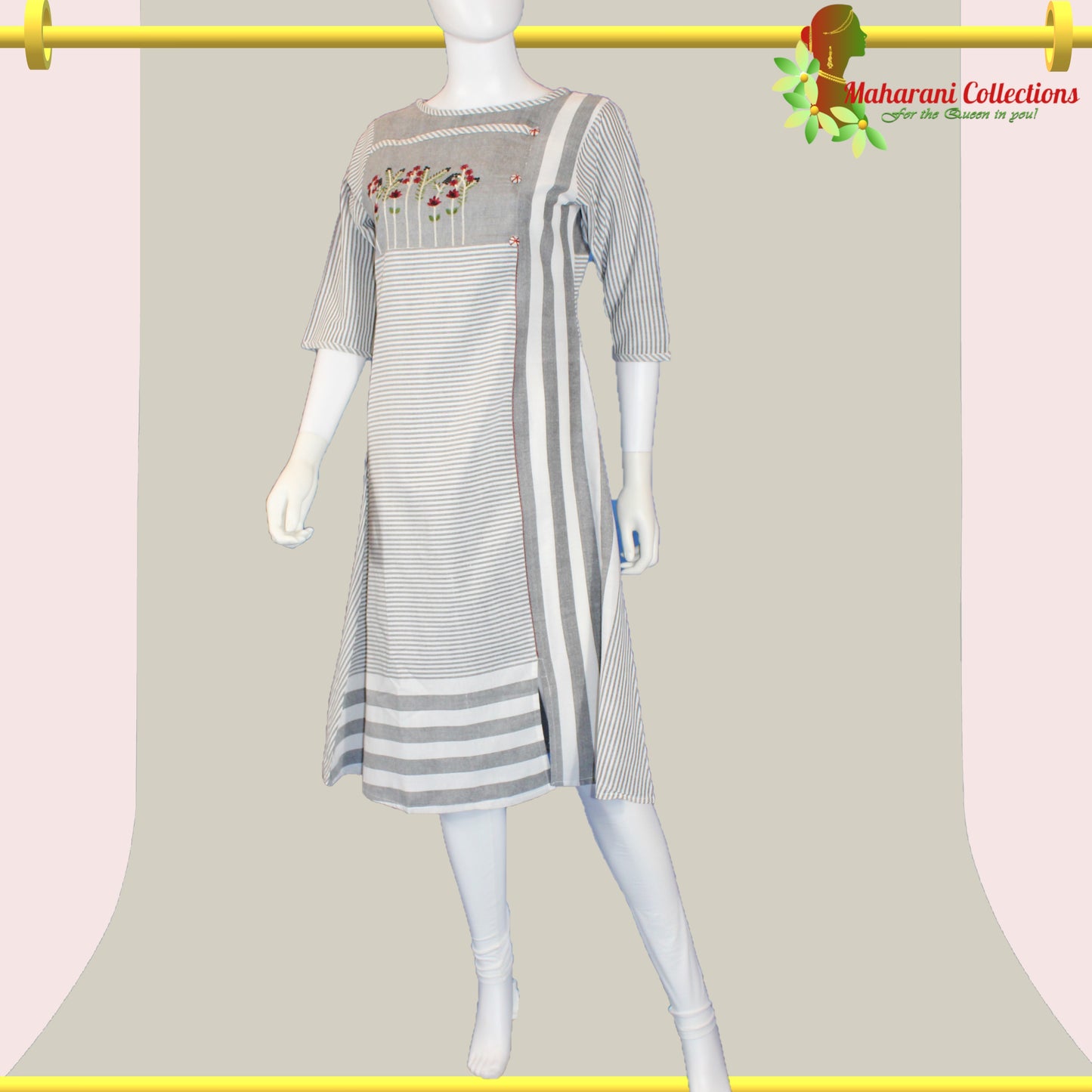 Maharani's Kurta Top - Soft Cotton - Grey (S)