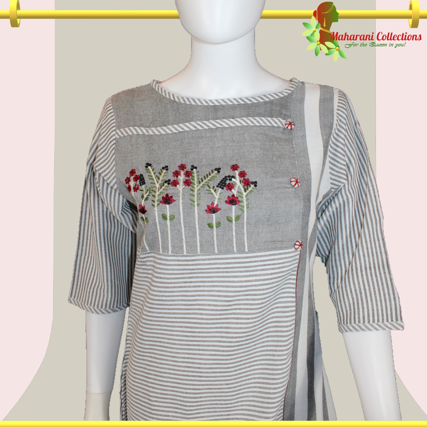 Maharani's Kurta Top - Soft Cotton - Grey (S)