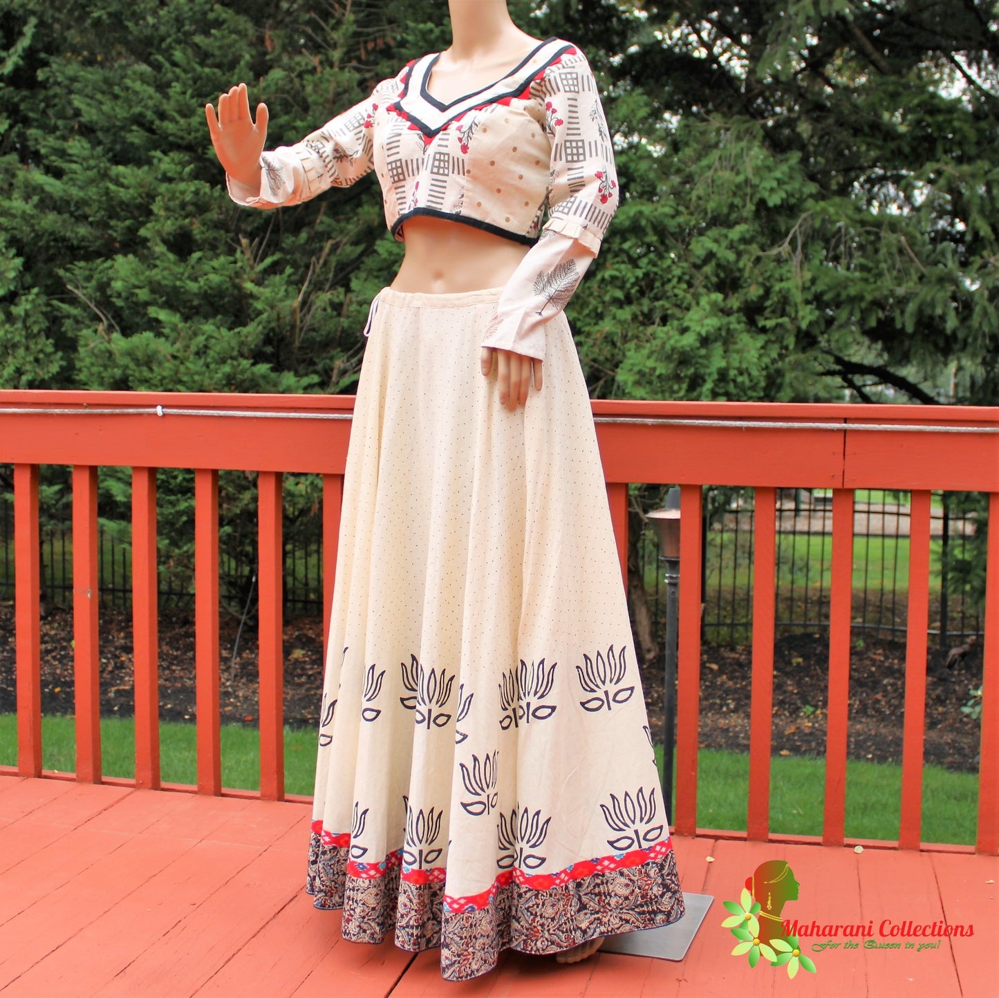 Maharani's Festive Chania Choli with Dupatta - Cream (M)