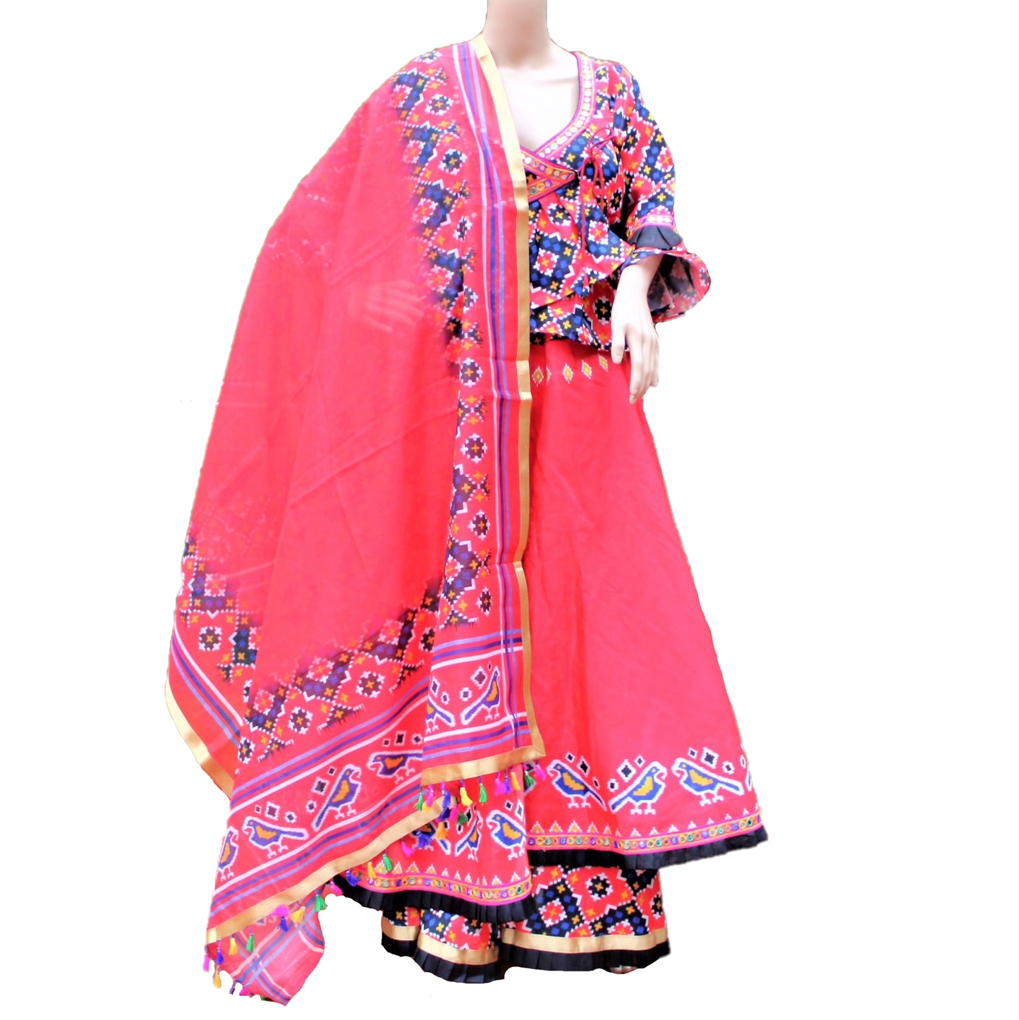 Maharani's Festive Chania Choli with Dupatta - Red (M)