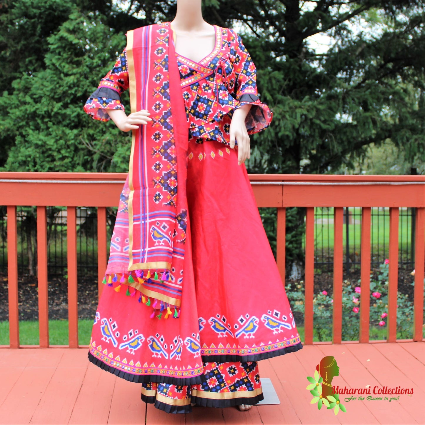 Maharani's Festive Chania Choli with Dupatta - Red (M)
