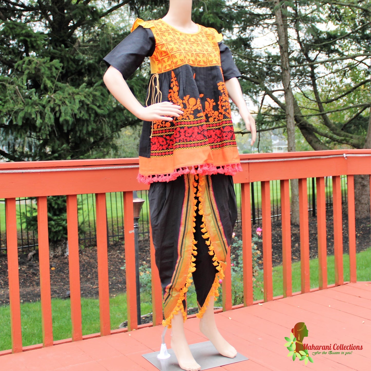 Maharani's Tulip Pant and Choli (Dhoti Choli) - Yellow/Black (L)