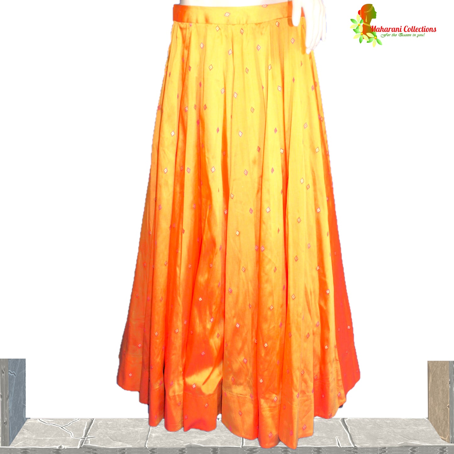 Maharani's Pure Silk Chania Choli - Red/Orange (M)