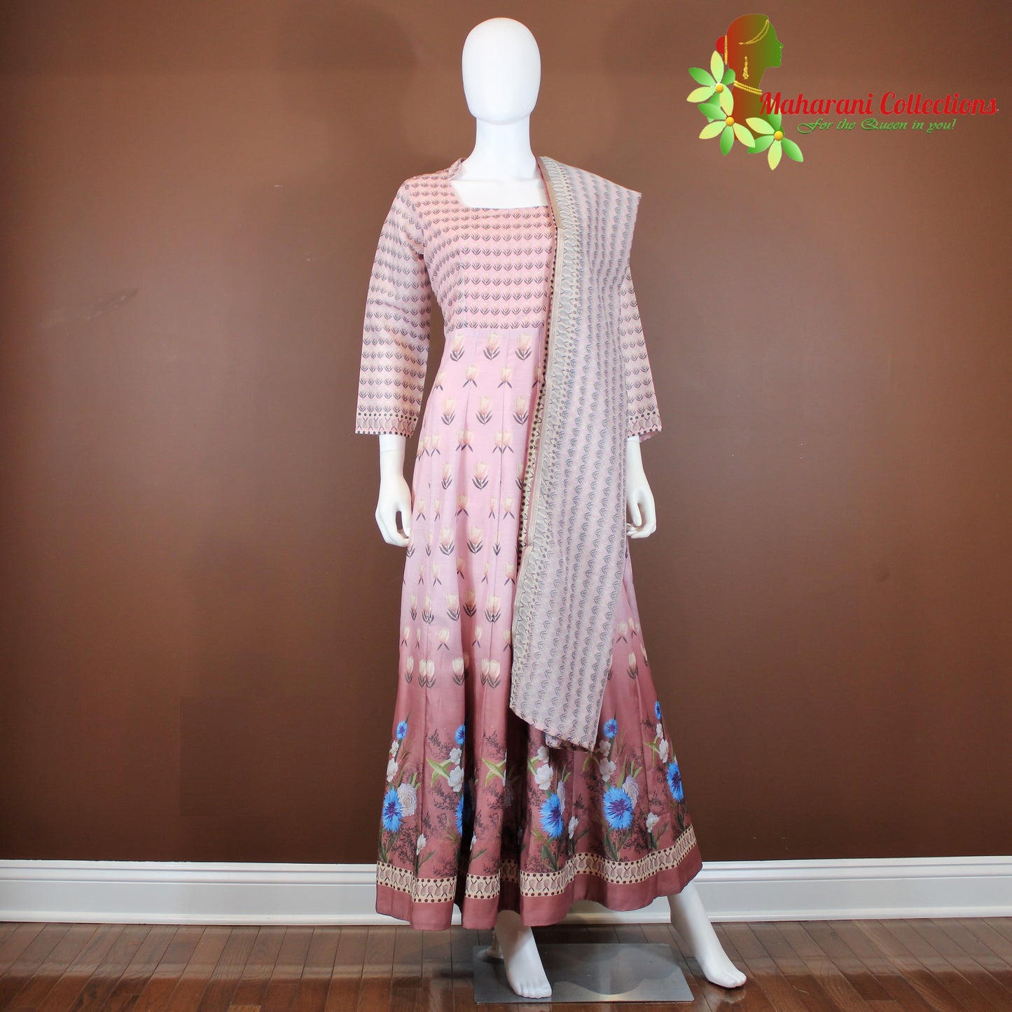Maharani's Designer Gala Gown - Peach (L) - Silk