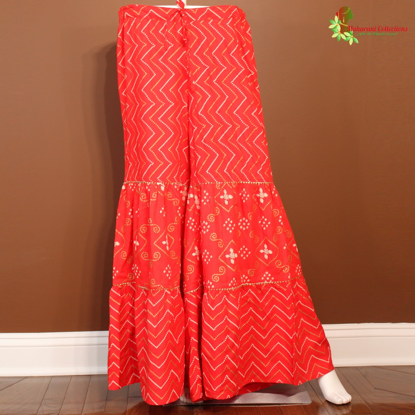 Maharani's Lucknowi Sharara Suit - Bridal Red (XL)