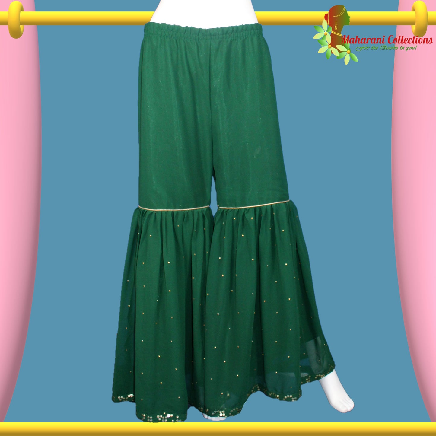 Maharani's Lucknowi Sharara Suit - Green (L)