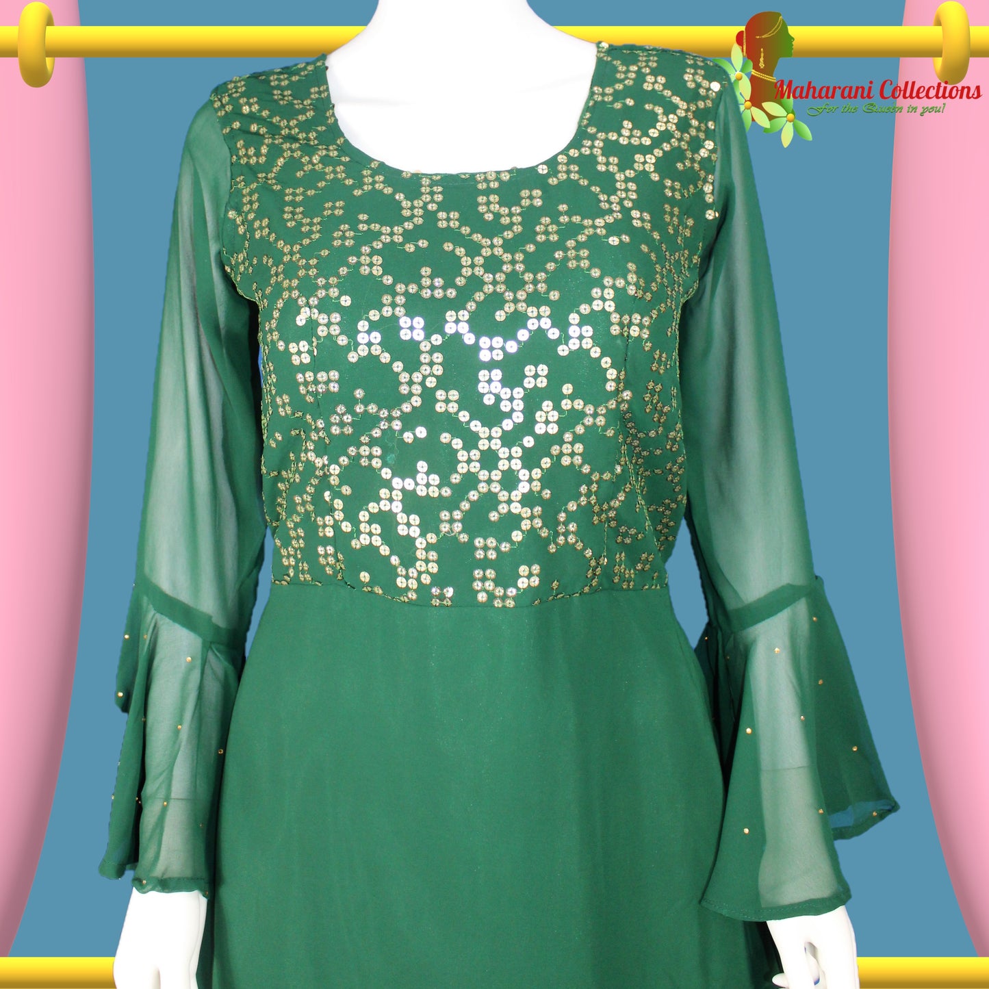 Maharani's Lucknowi Sharara Suit - Green (L)