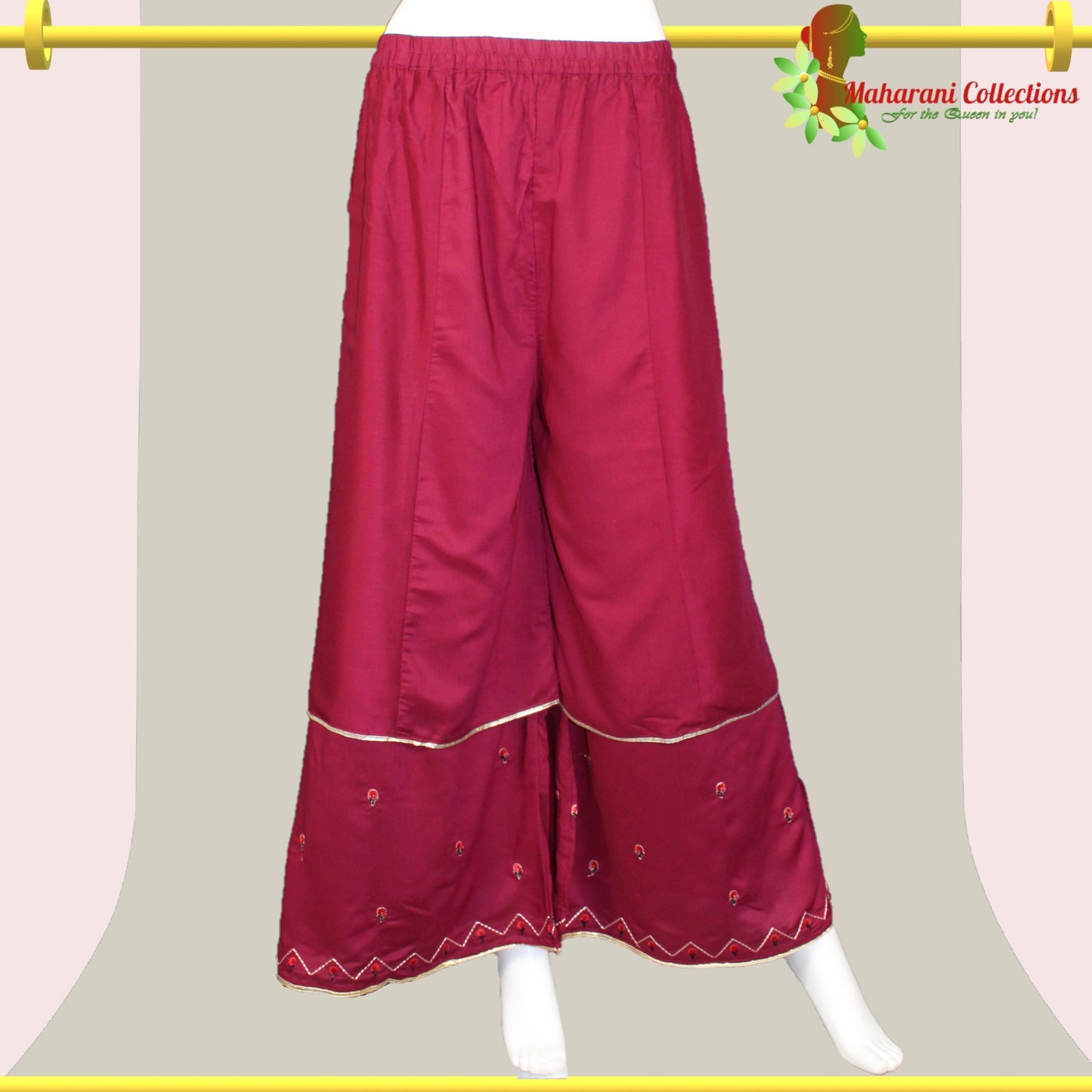 Lucknowi Sharara Suit - Pink and Maroon (L)