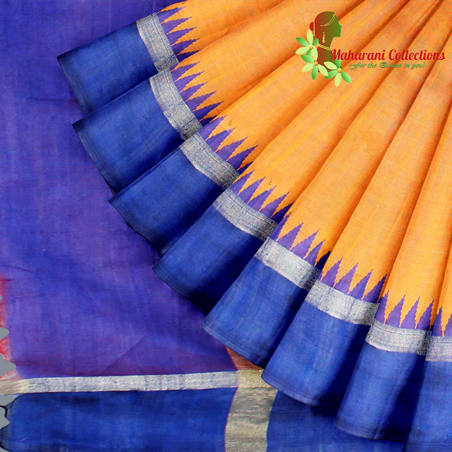 Pure Tussar Silk Saree (Silk Mark) - Yellow (with Stitched Blouse & Petticoat)