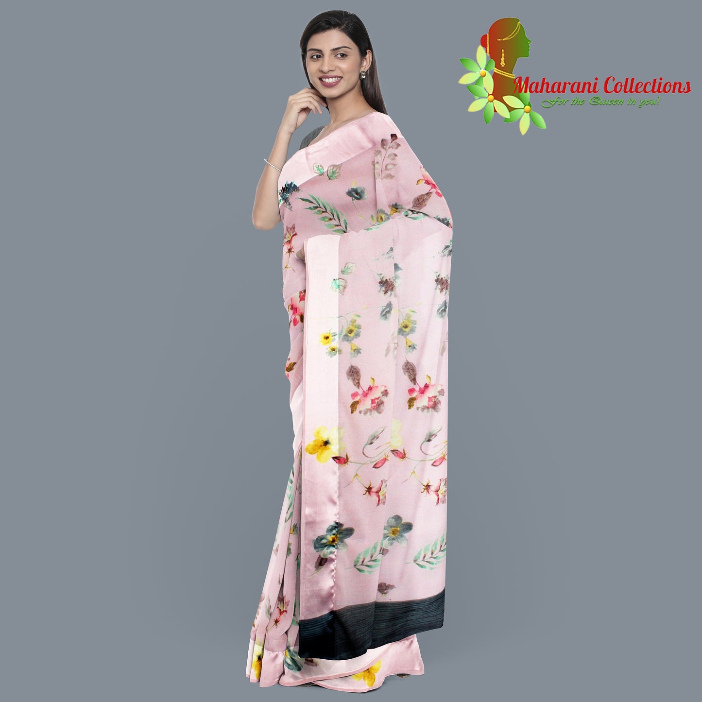 Pure Handloom Linen Silk (Matka) Saree - Pink (with stitched blouse and petticoat)
