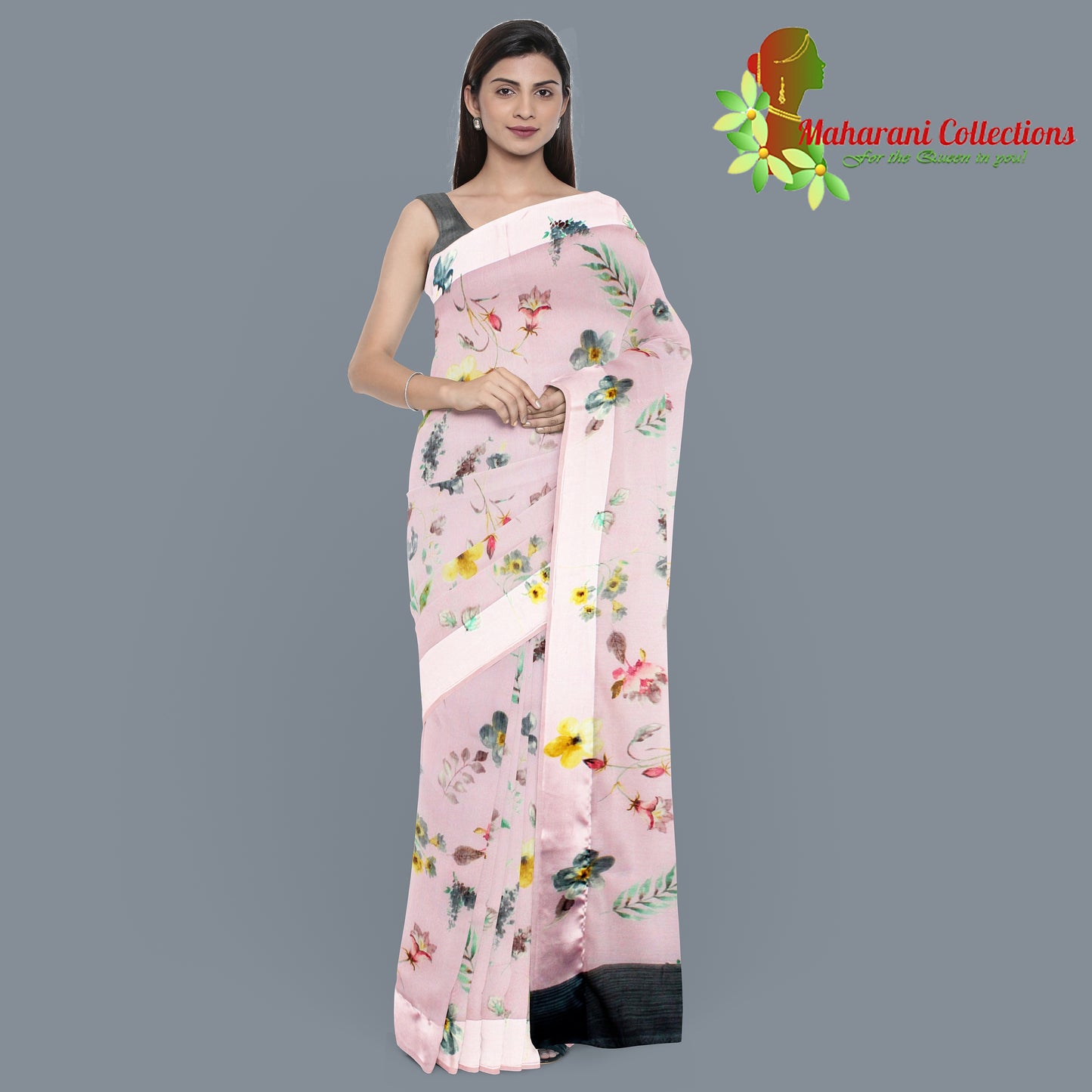 Pure Handloom Linen Silk (Matka) Saree - Pink (with stitched blouse and petticoat)