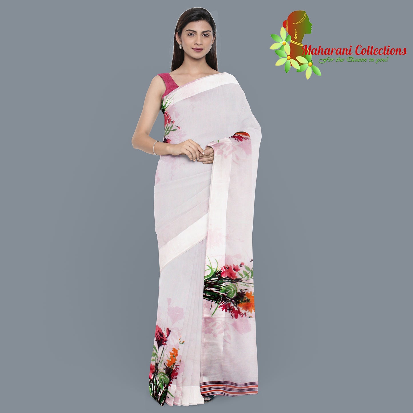 Pure Handloom Linen Silk (Matka) Saree - Pink (with stitched blouse and petticoat)