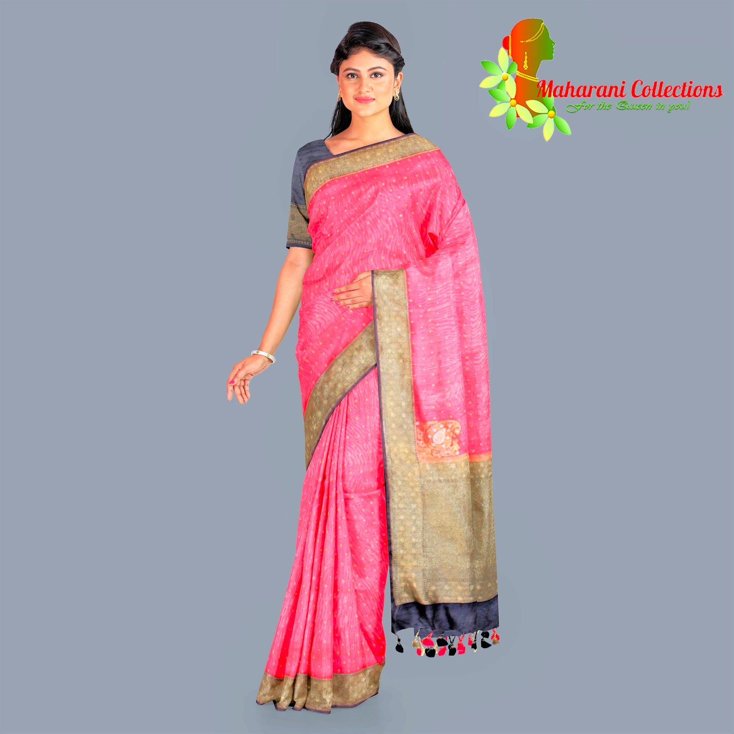 Maharani's Pure Banarasi Silk Saree - Red (with Stitched Blouse and Petticoat)